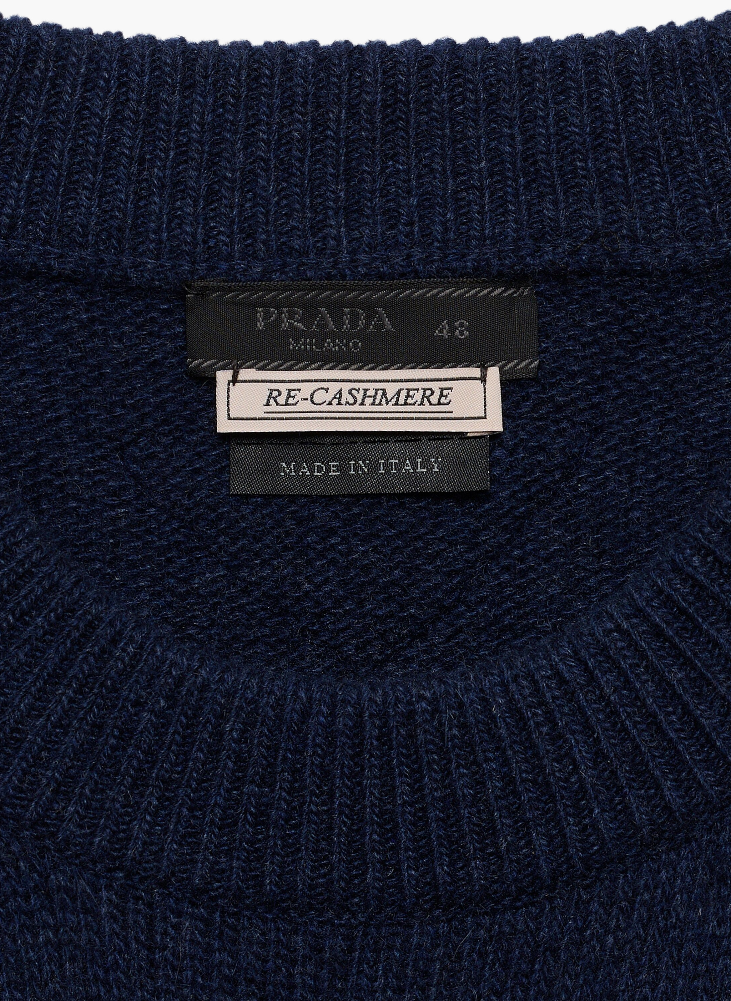 Pull à col rond en re-cashmere PRADA Bleu