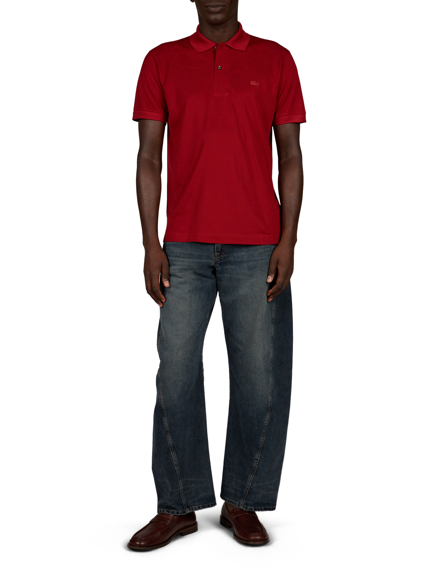 Short-sleeved silk logo polo LACOSTE Red