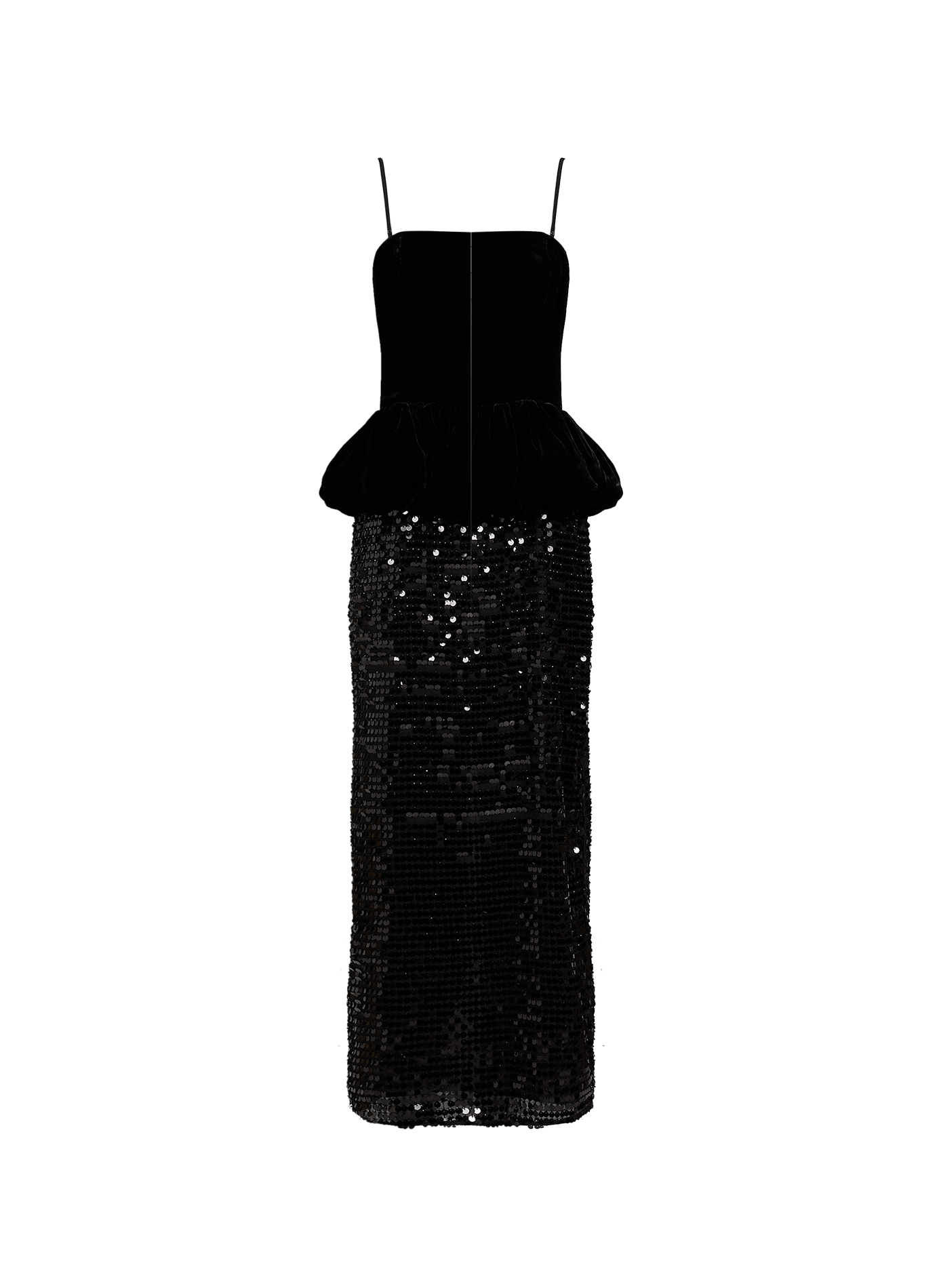 Sequin Velvet Strapless Dress ROTATE Black