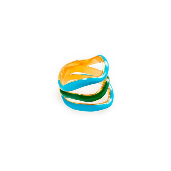 Bague multi en laiton plaqué or