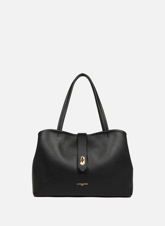 Grand sac cabas épaule - top double Noir by LANCASTER LANCASTER Grand sac cabas épaule - top double Noir