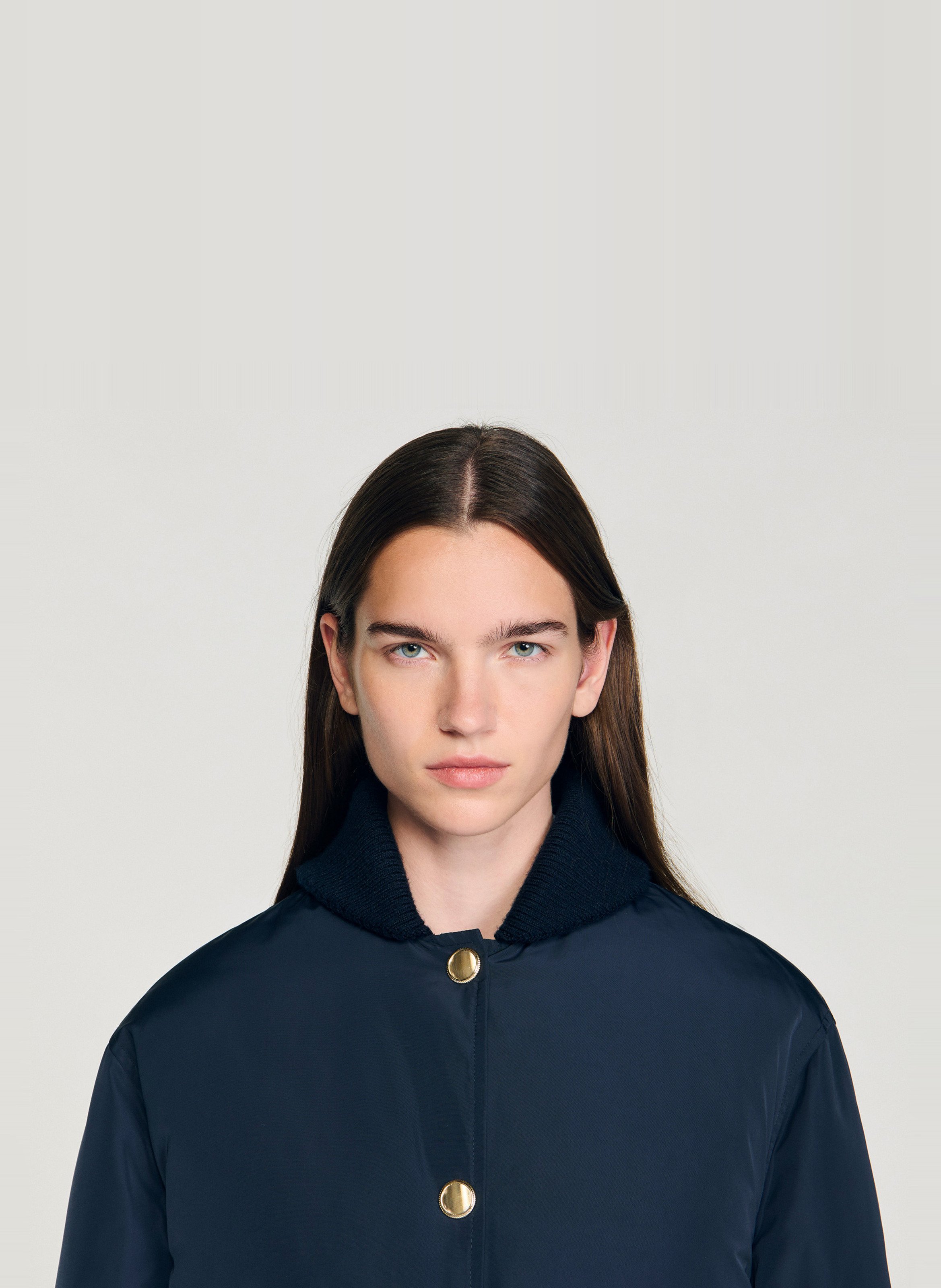 Veste droite col teddy SANDRO Bleu