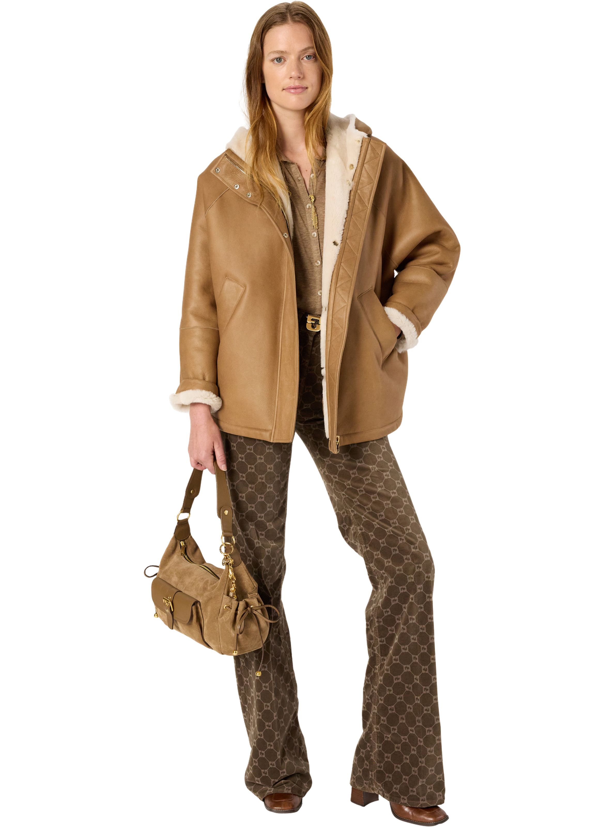 Manteau court en peau lainée - margaux GERARD DAREL Beige