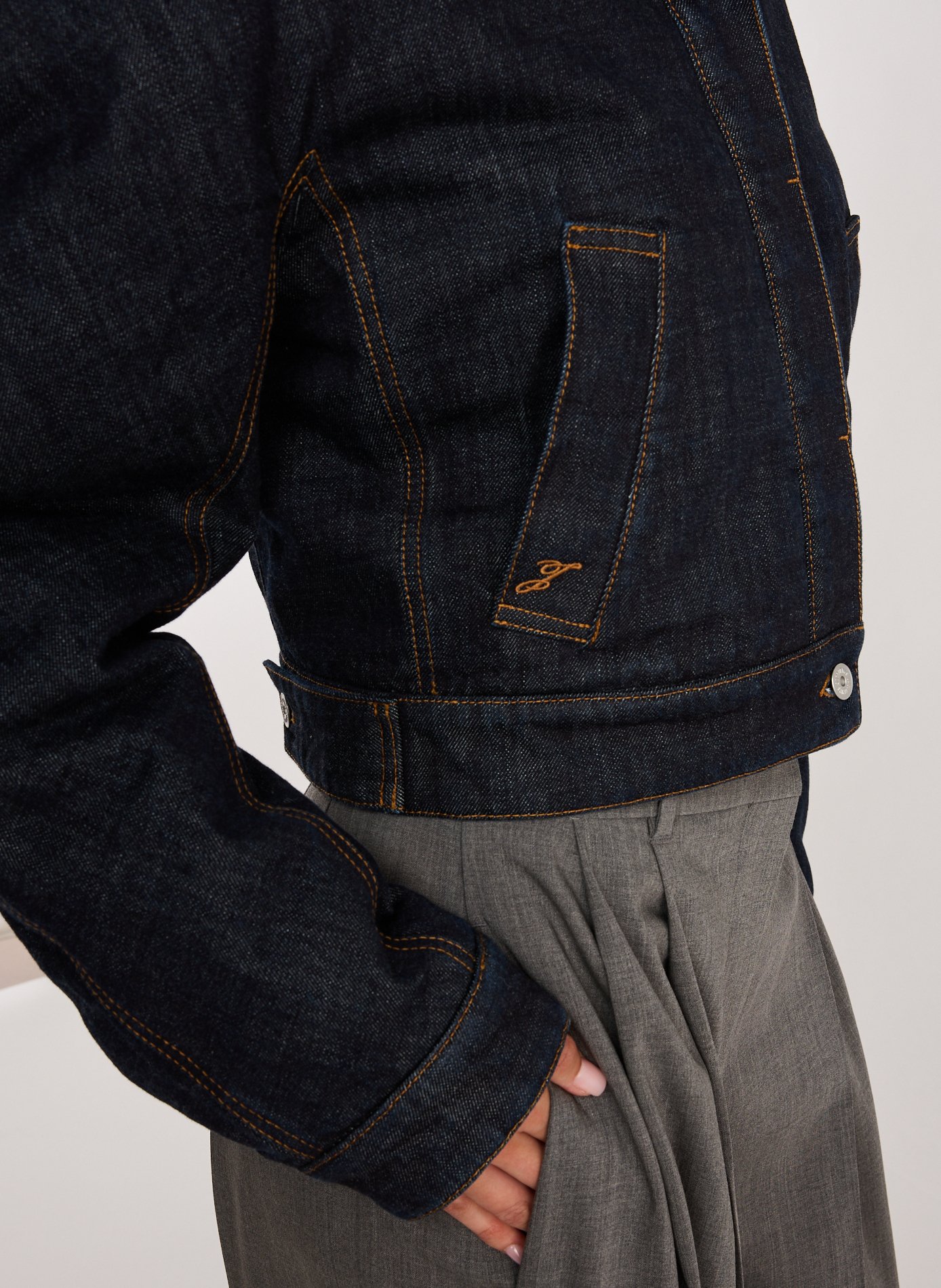 Classic collar cropped cotton jacket JACQUEMUS Blue