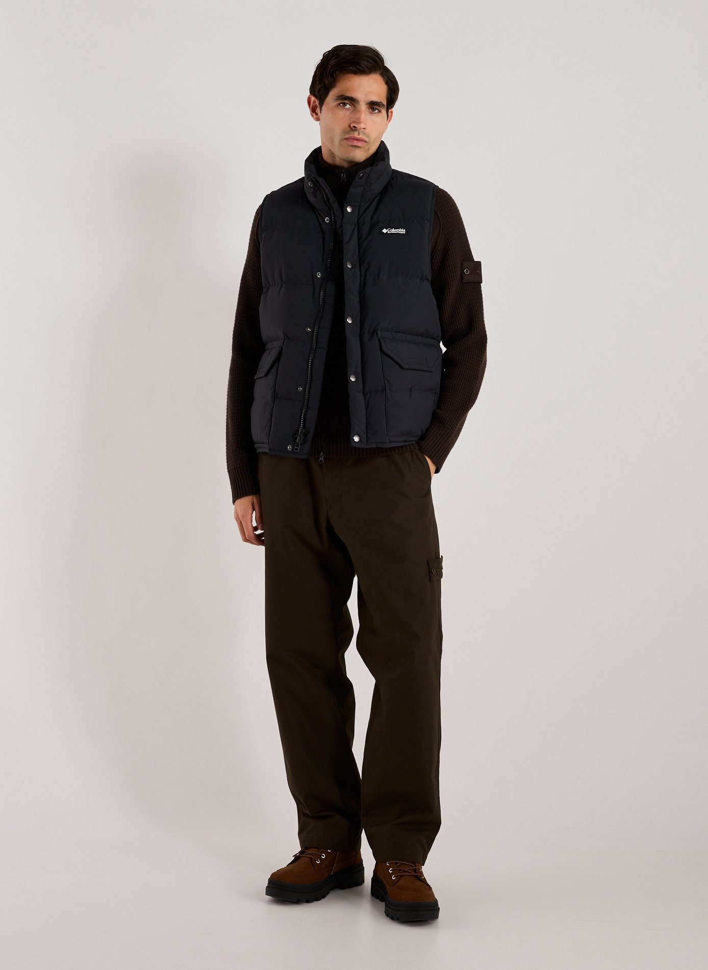 Sleeveless puffer jacket with high collar COLUMBIA Black