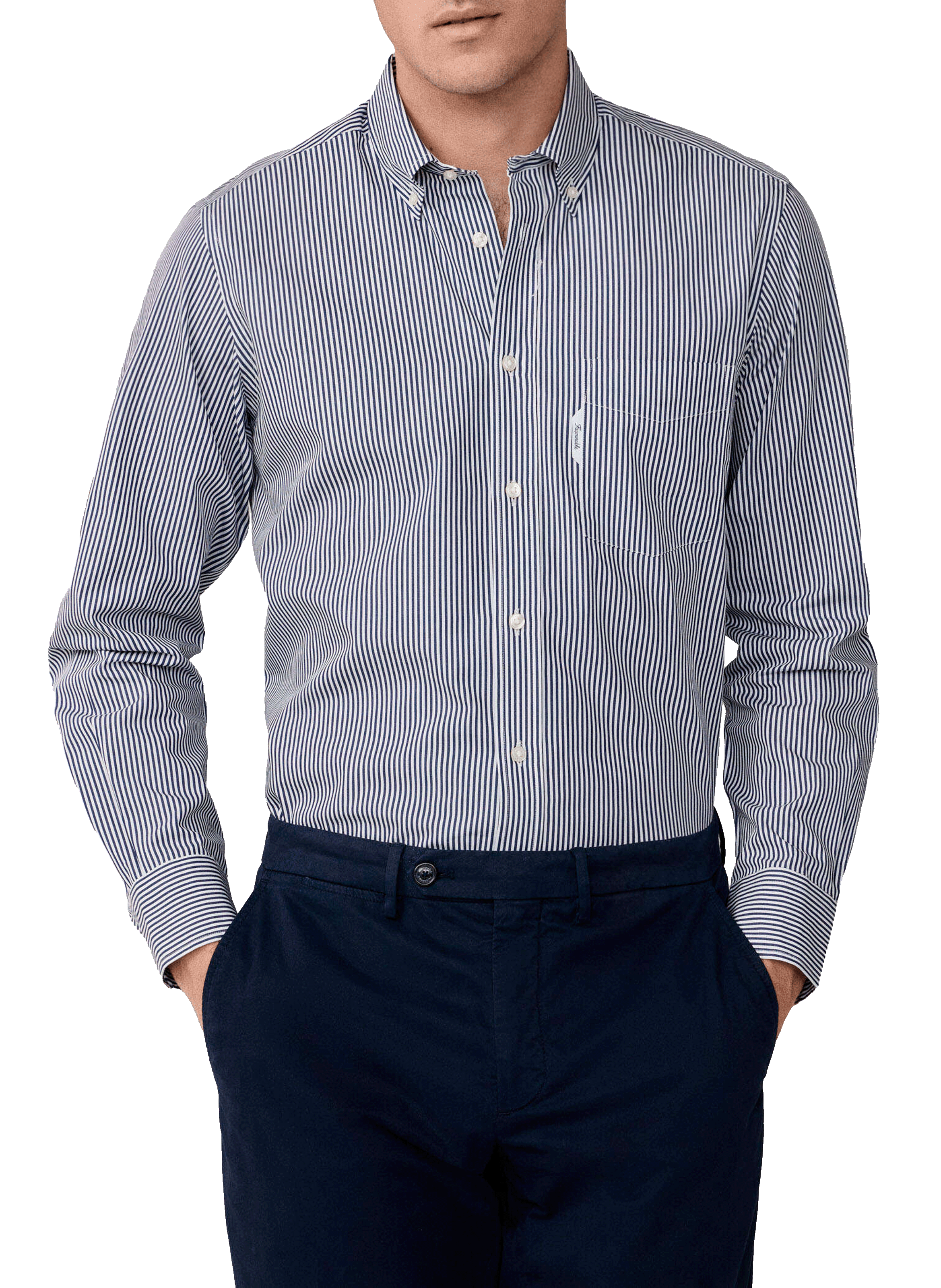 FACONNABLE Striped cotton American collar shirt Blue