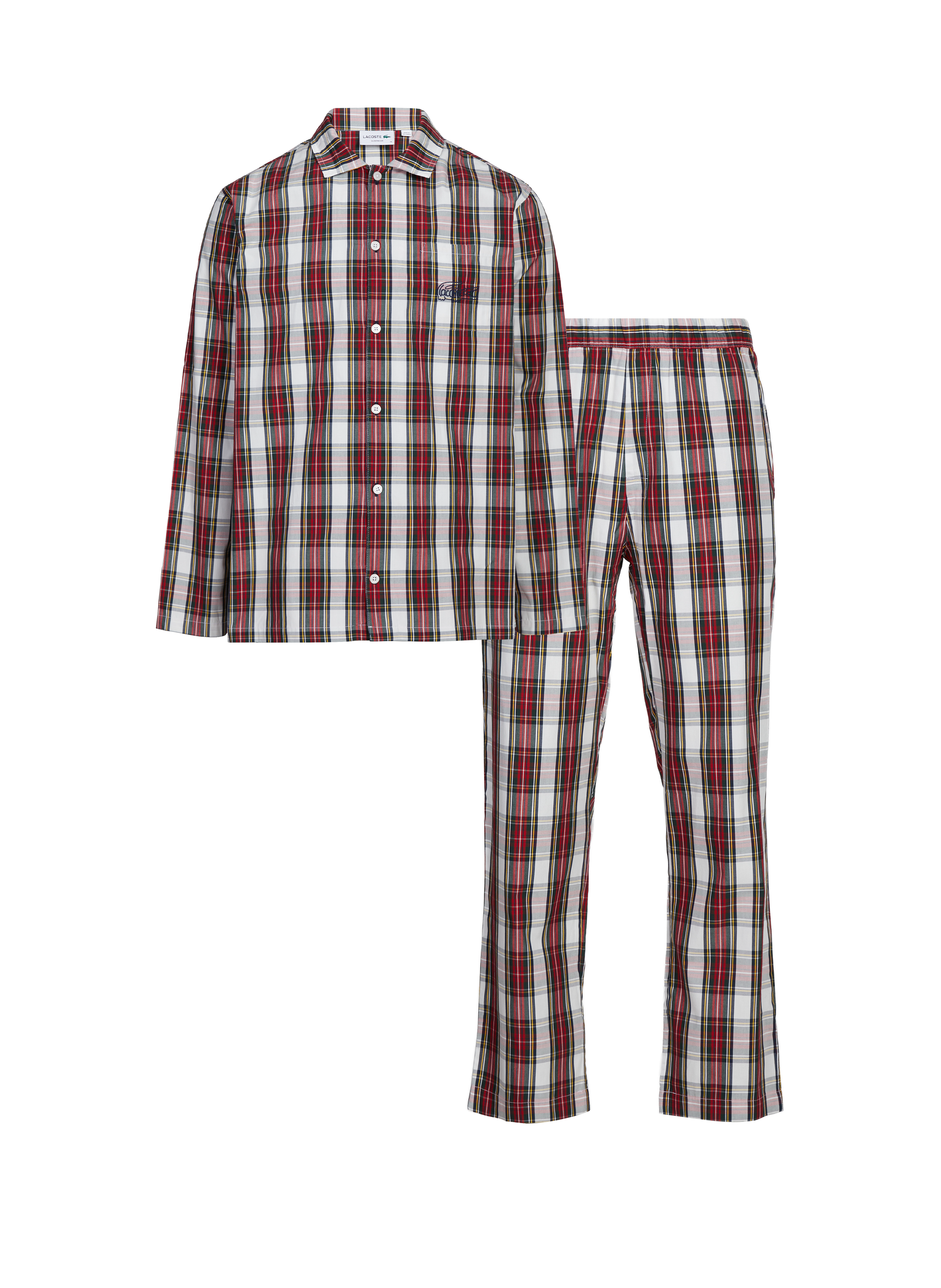 LACOSTE Ensemble de pyjama à carreaux en coton Rouge