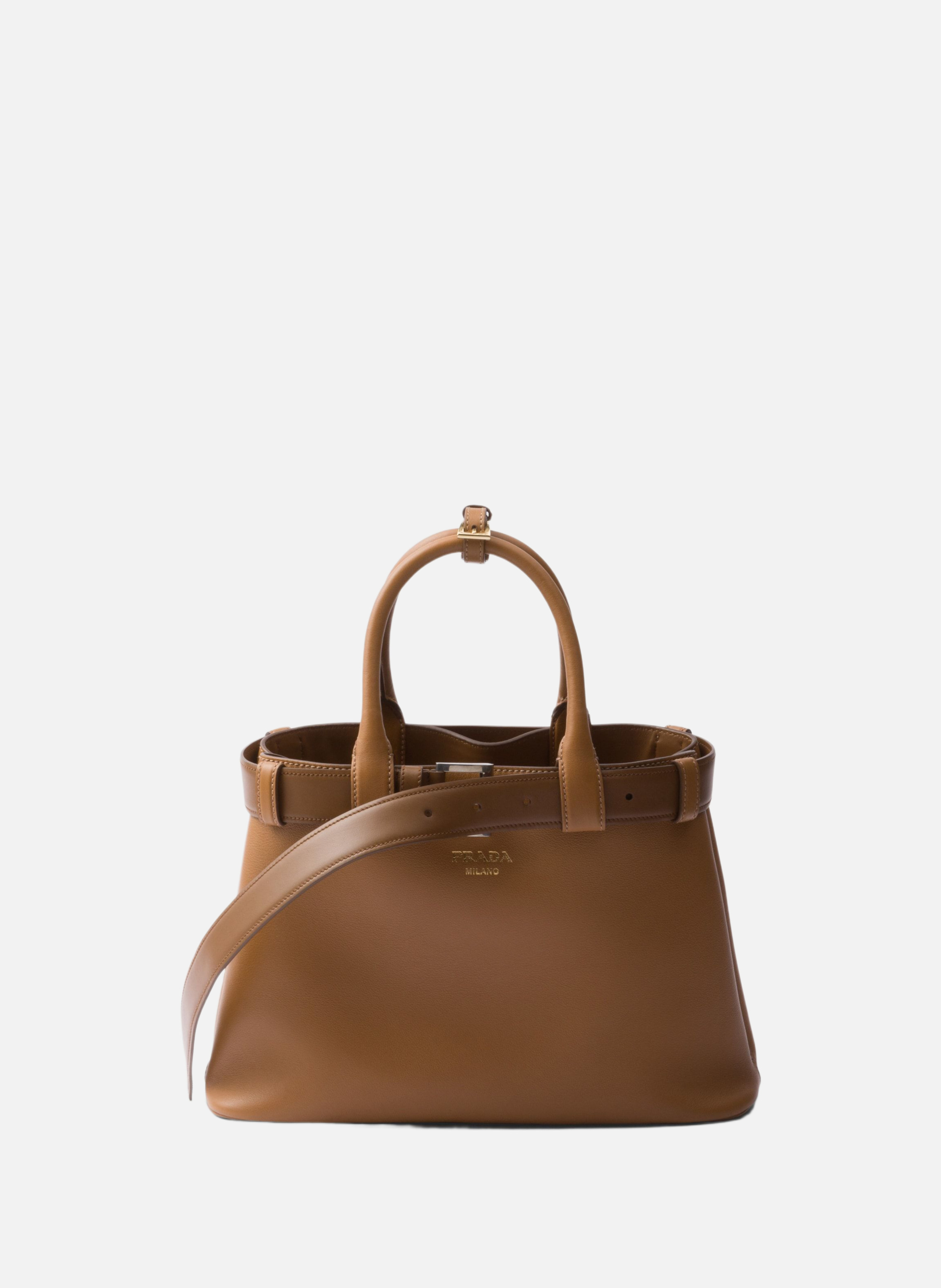 Sac prada buckle en cuir avec ceinture PRADA Marron