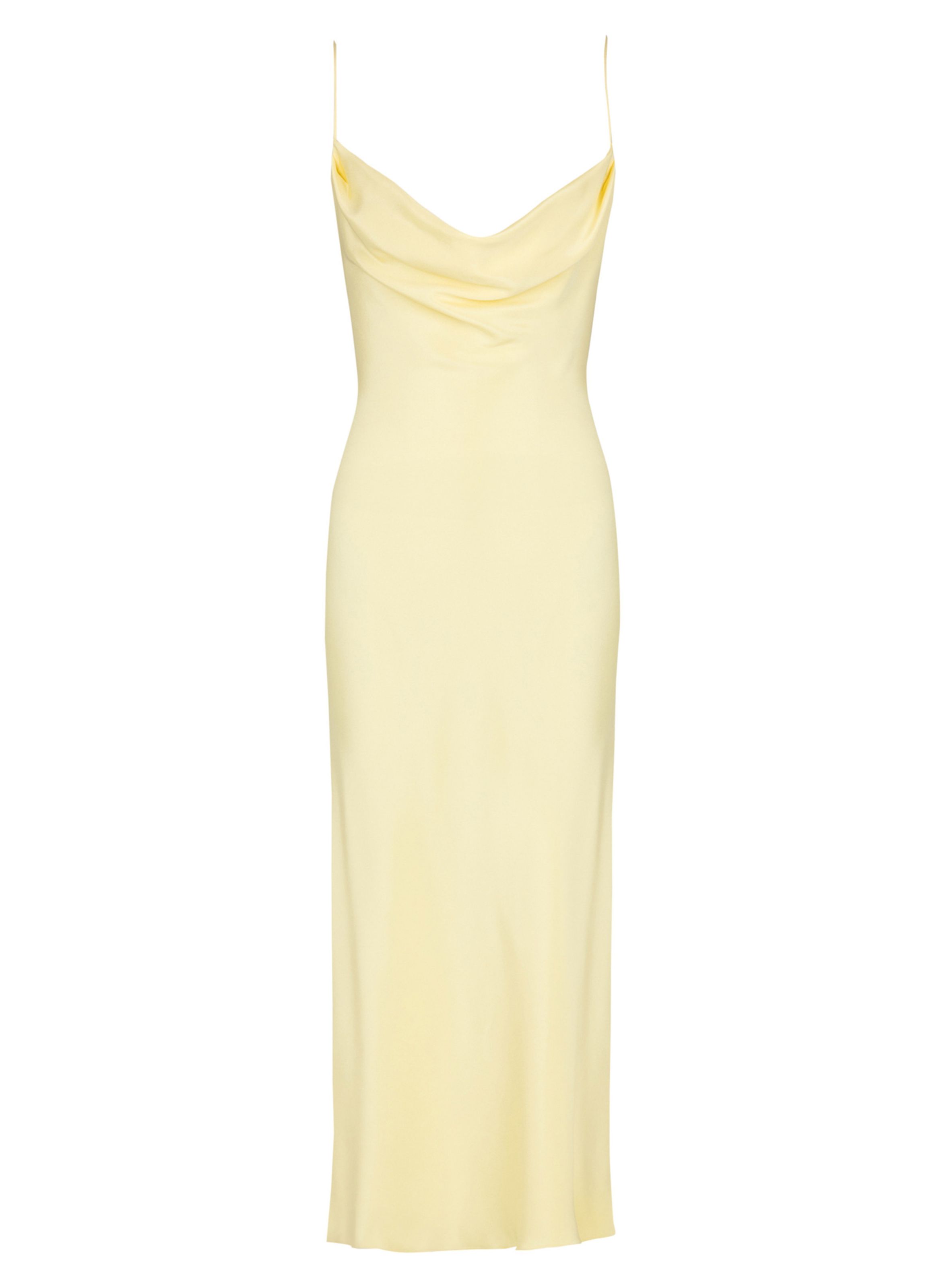 Robe longue en satin de soie à bretelles BALMAIN Jaune