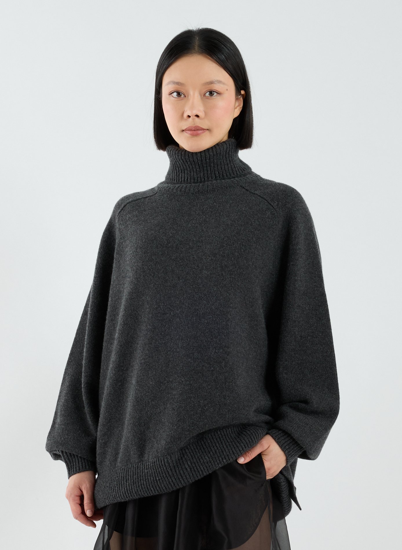 Pull col roulé en cachemire TIBI Gris