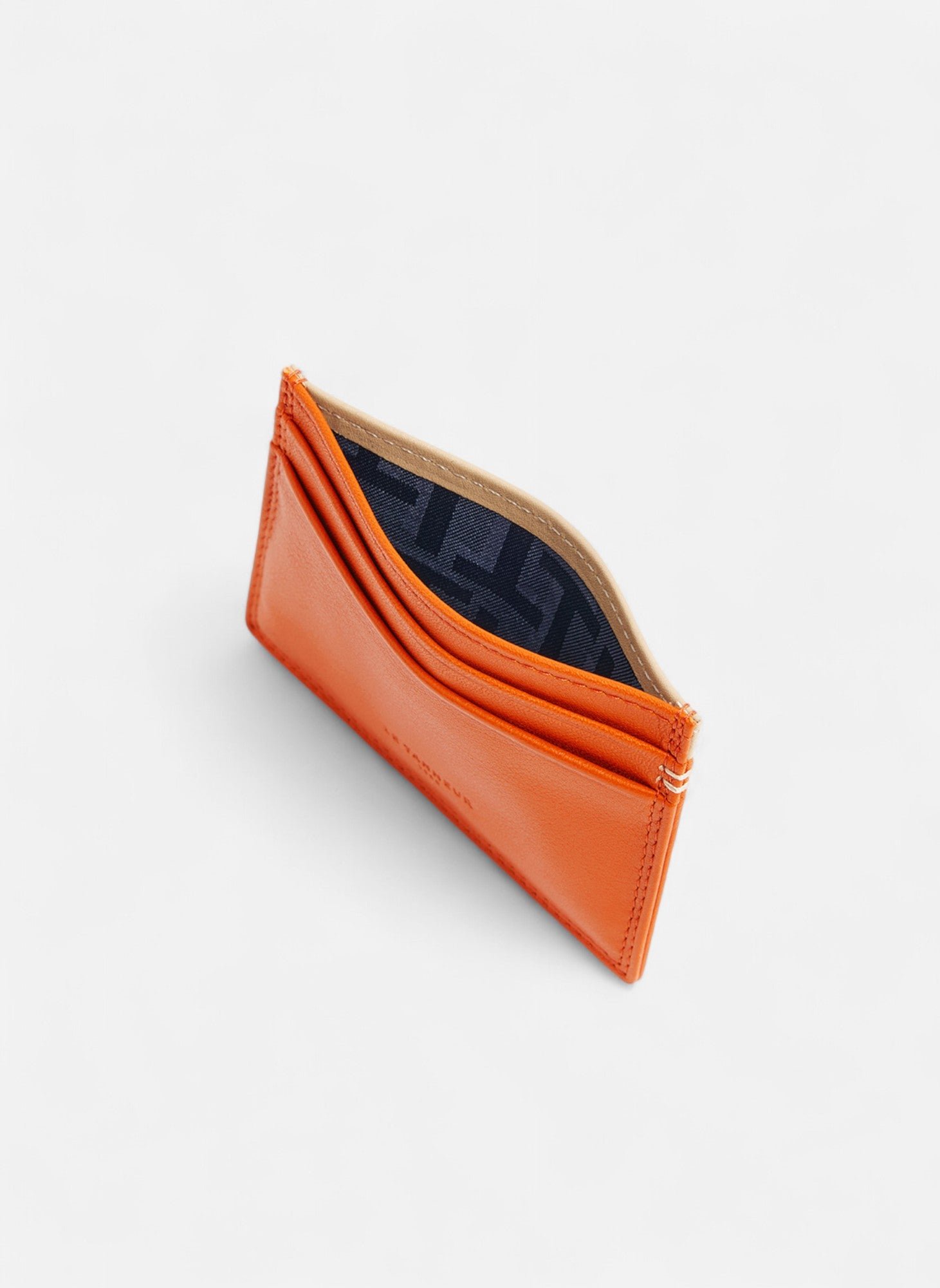 Porte cartes martin en cuir lisse LE TANNEUR Orange