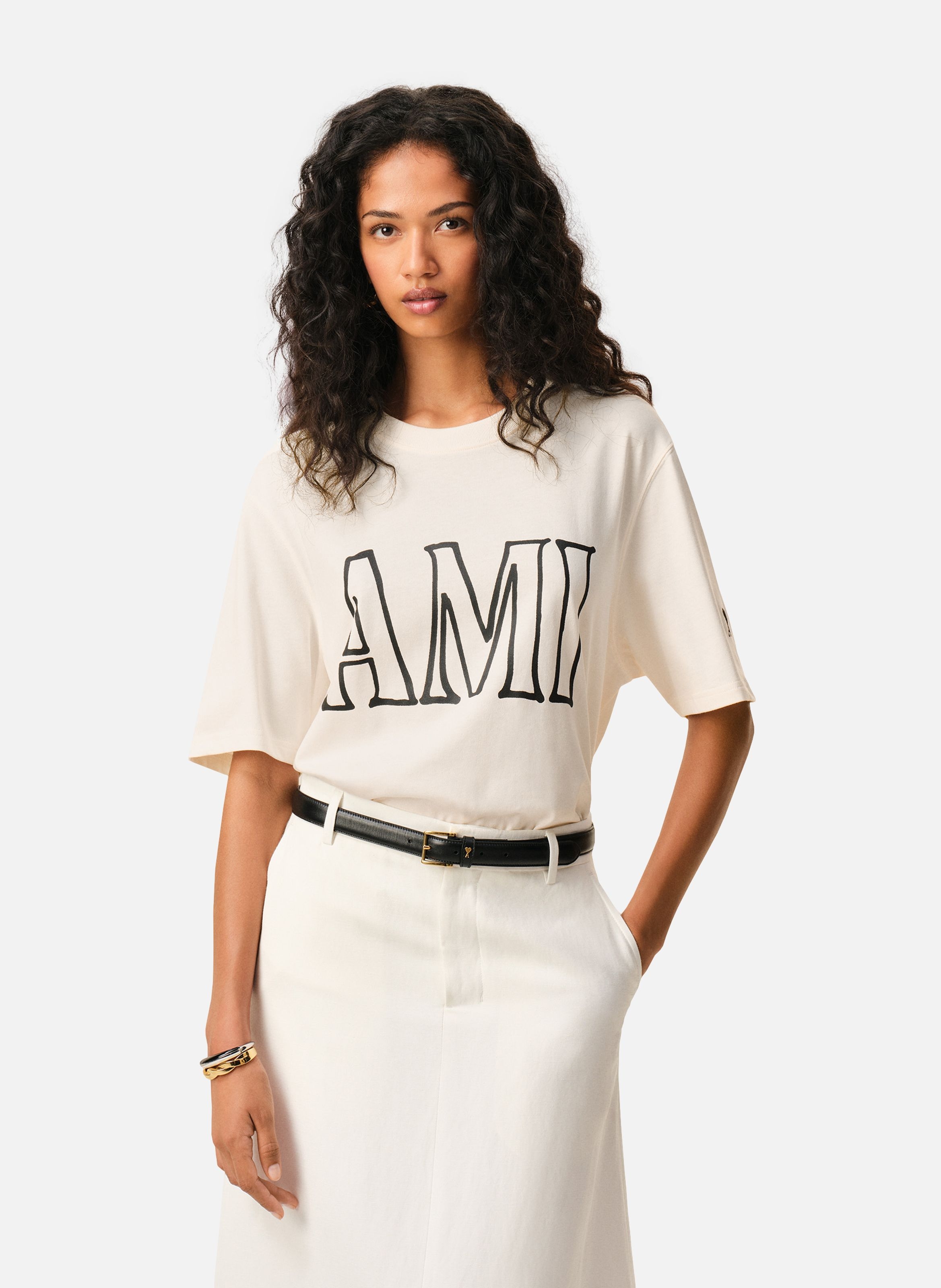 T-shirt imprimé ami paris unisexe en coton AMI PARIS Blanc