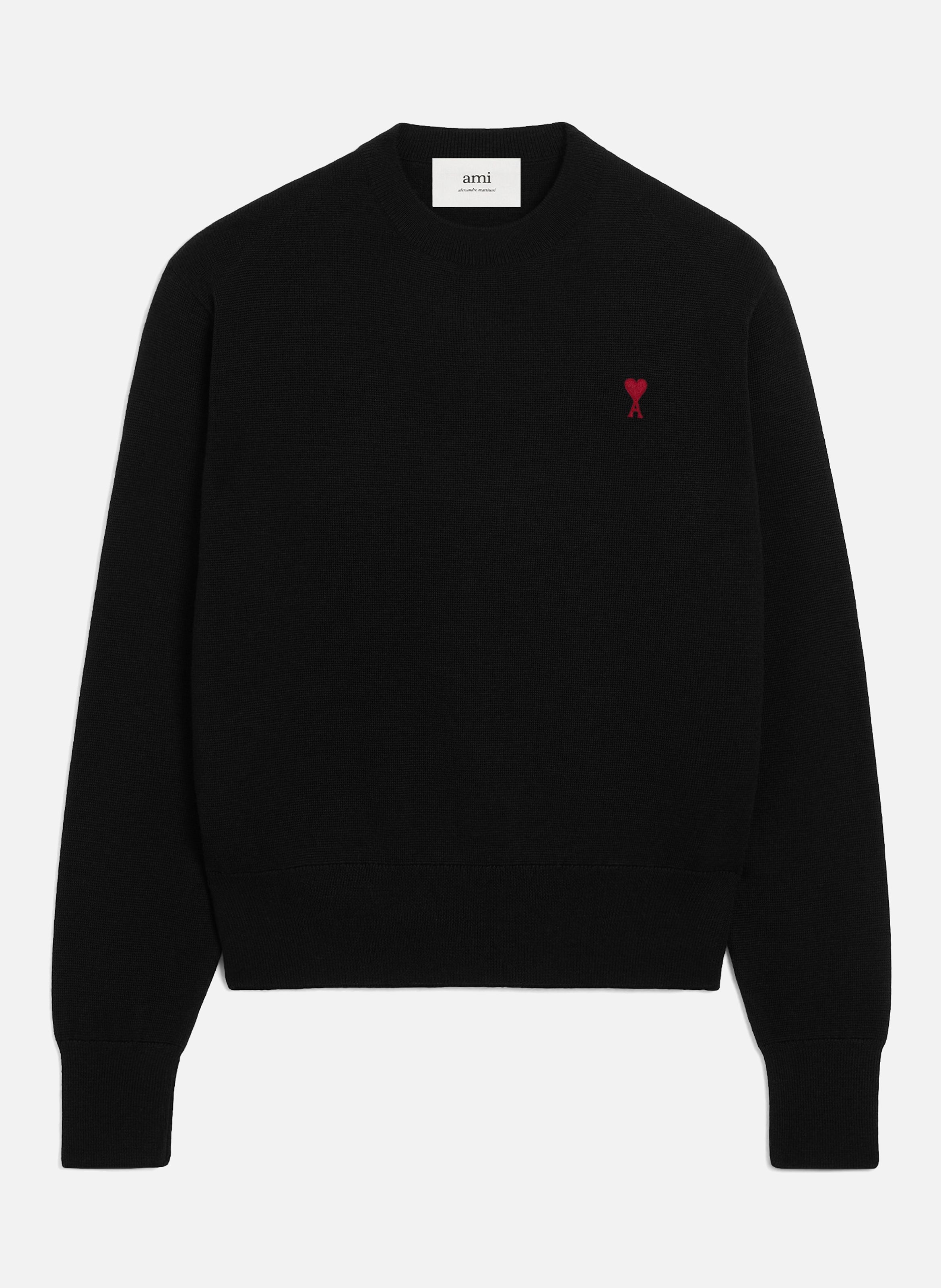 Pull col rond ami de coeur en laine AMI PARIS Noir