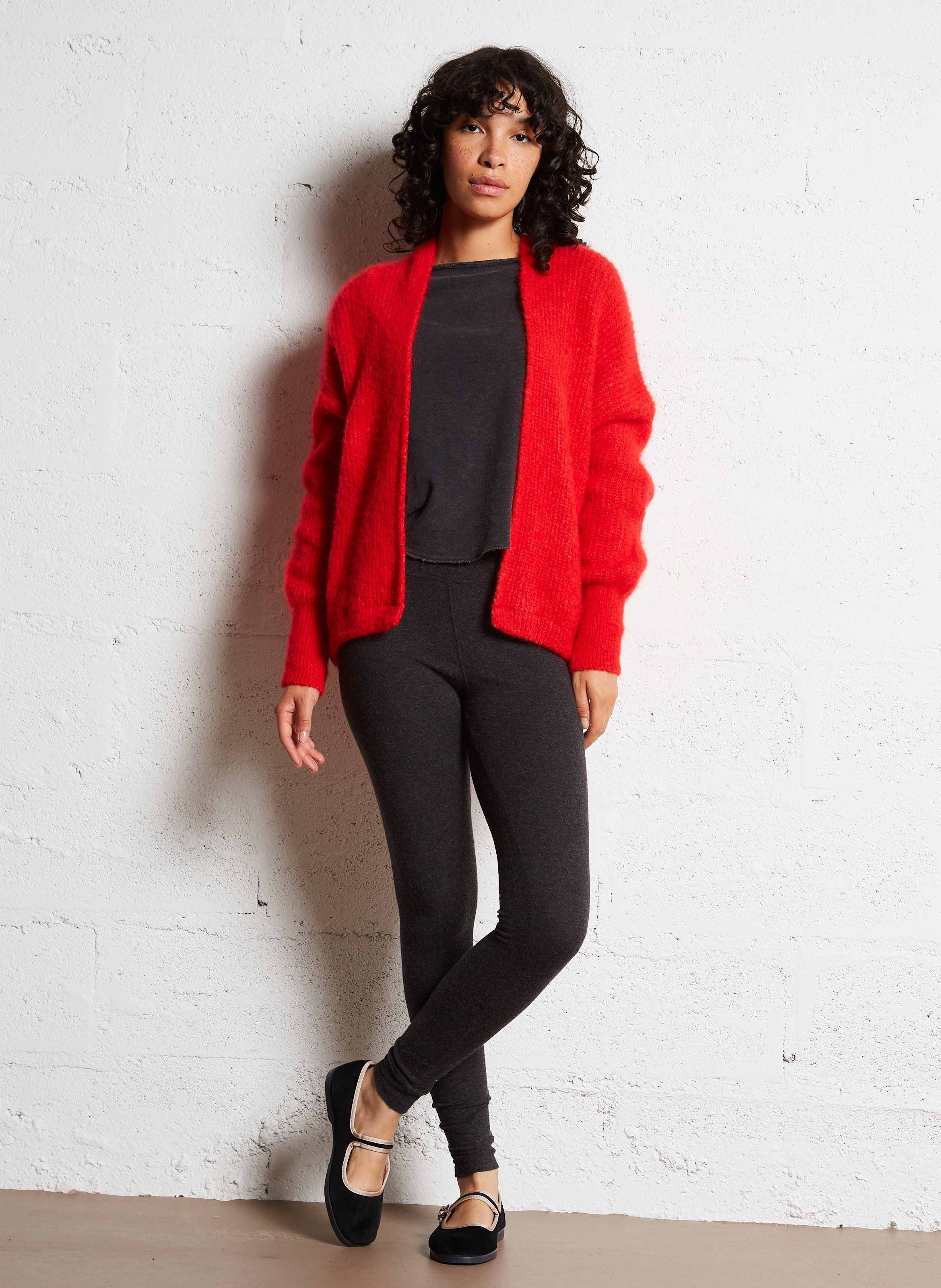 Gilet ouvert en laine et alpaga mélangé east AMERICAN VINTAGE Rouge