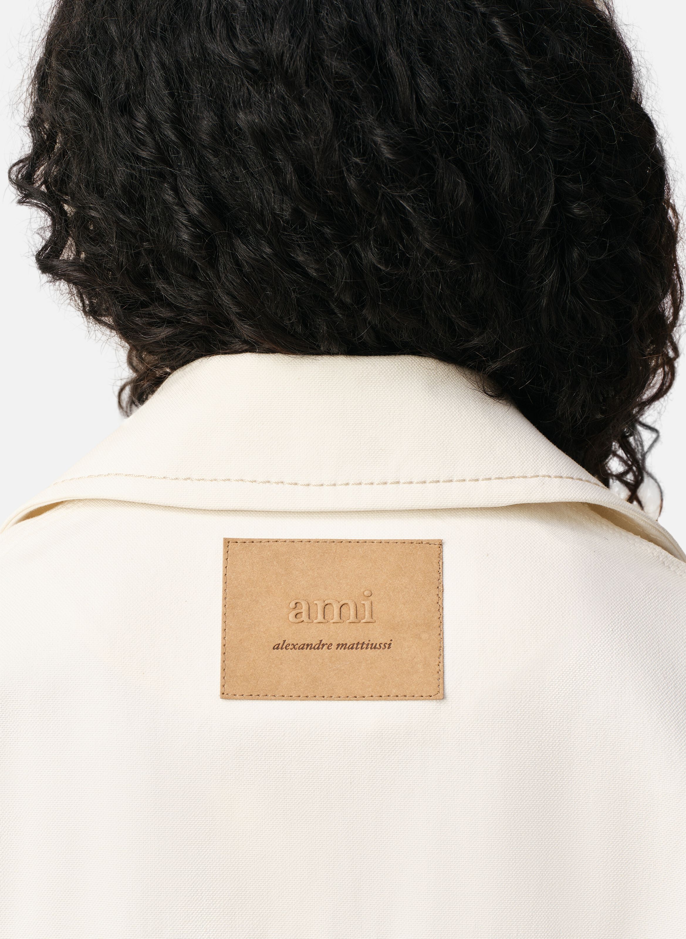 Veste worker boutonnée unisexe en coton AMI PARIS Blanc