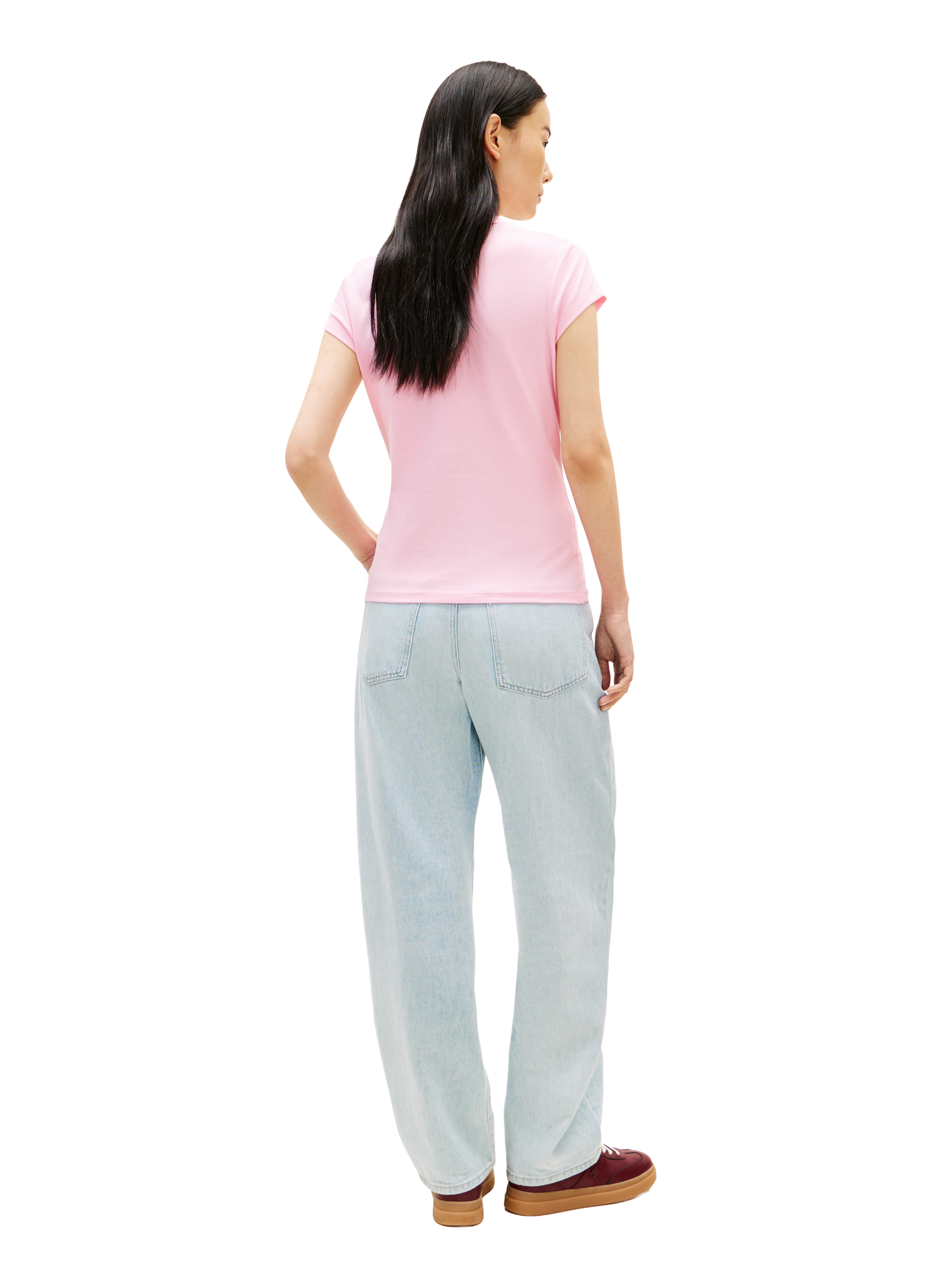 Polo slim brodé en coton mélangé TOMMY HILFIGER Rose