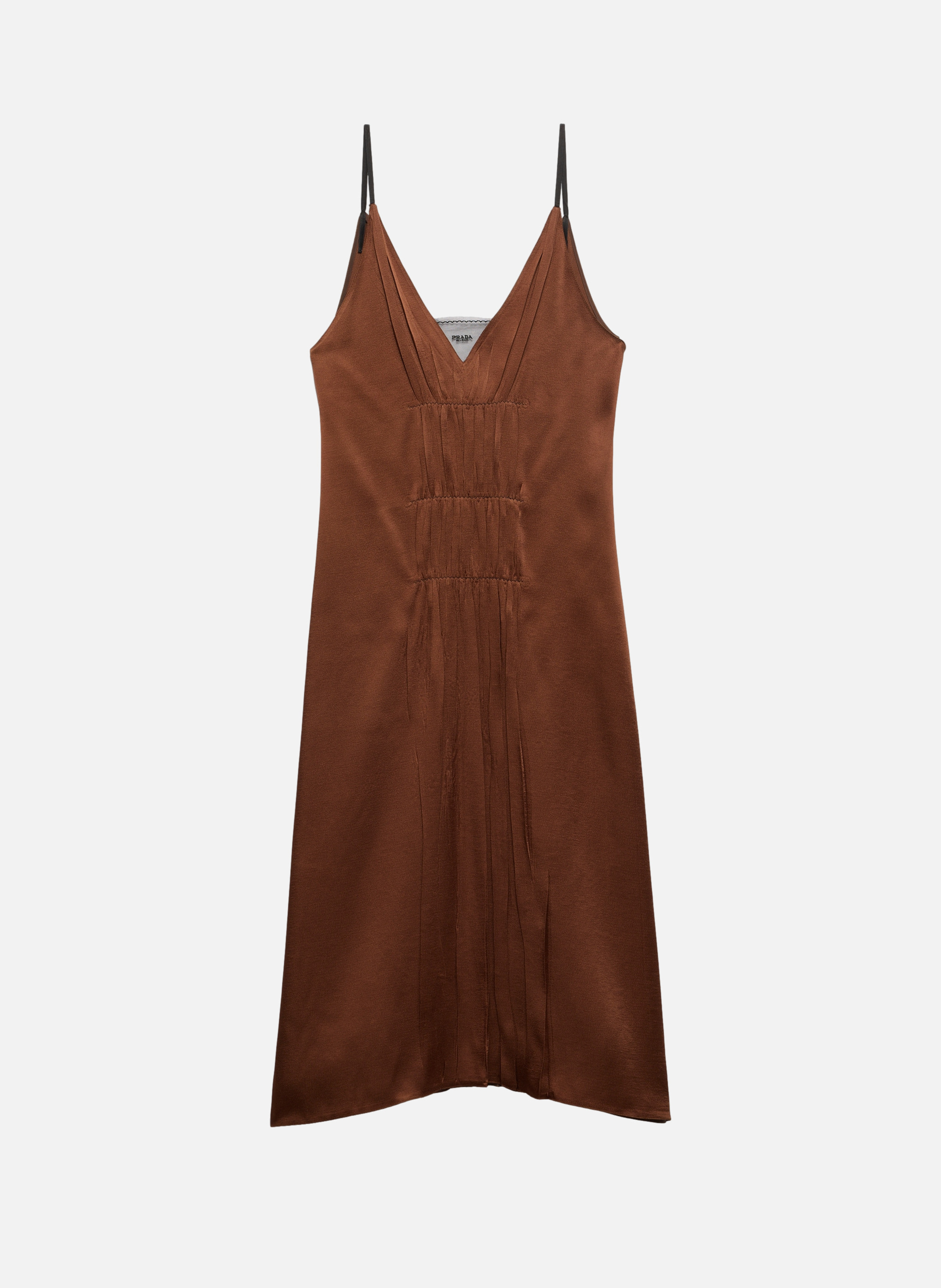 Robe en crêpe-satin PRADA Marron
