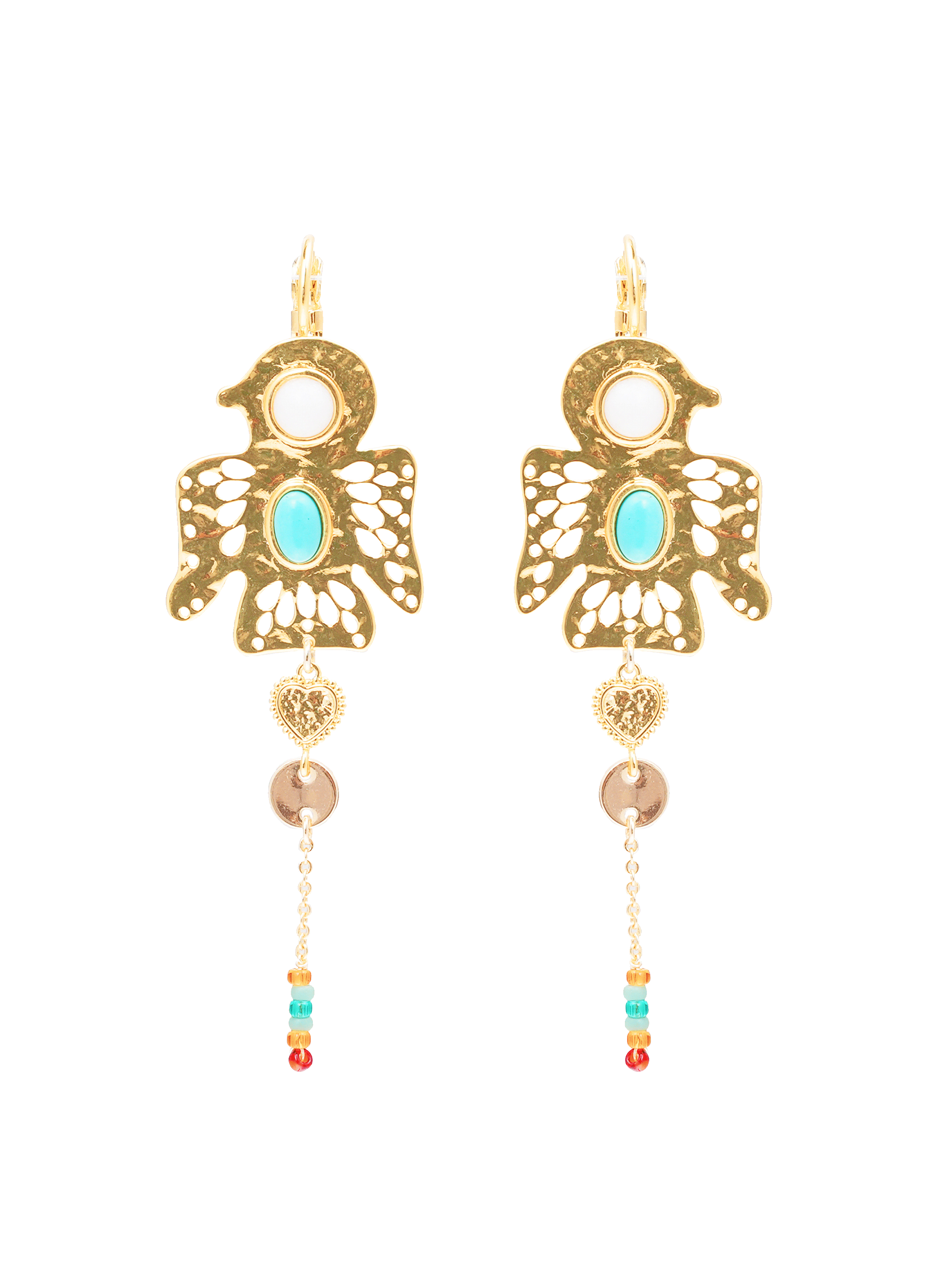 Boucles d'oreilles pendantes oiseau avec perles ENVOL HIPANEMA Bleu