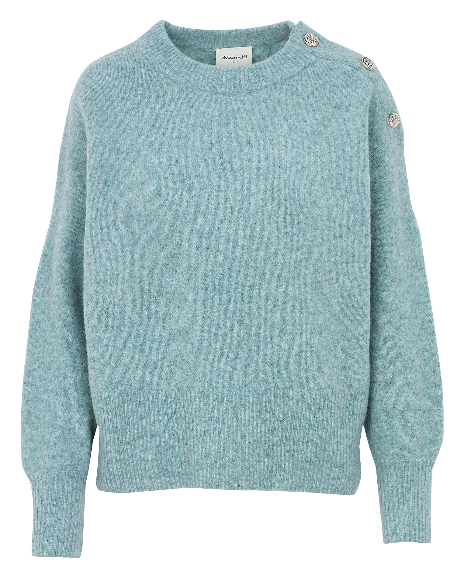 Pull oversize col rond en laine mélangée pamela MAISON 123 Bleu