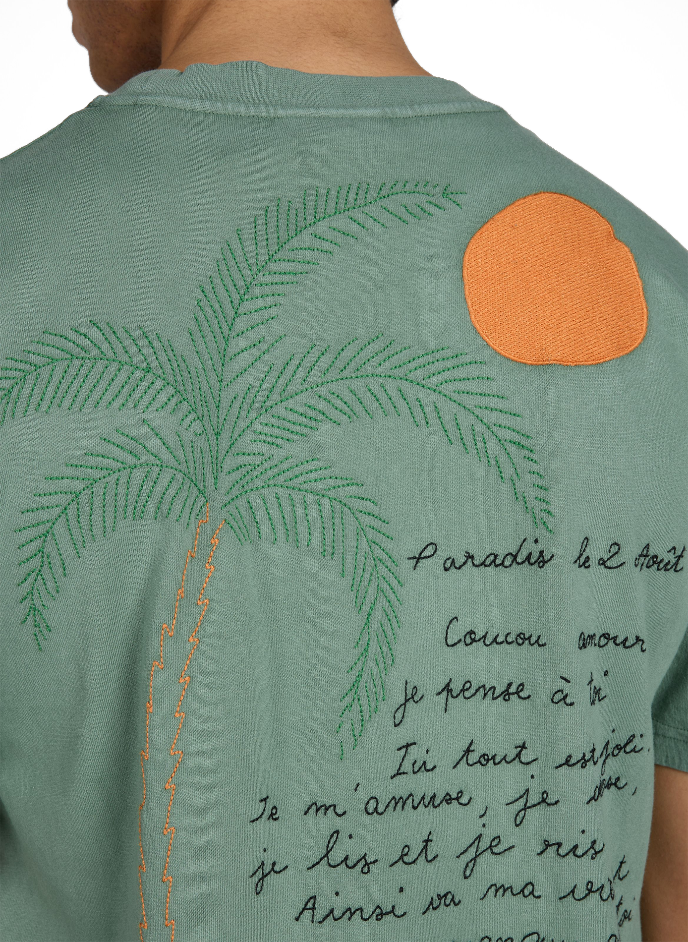 Patureau embroidered organic cotton T-shirt MAISON LABICHE Green