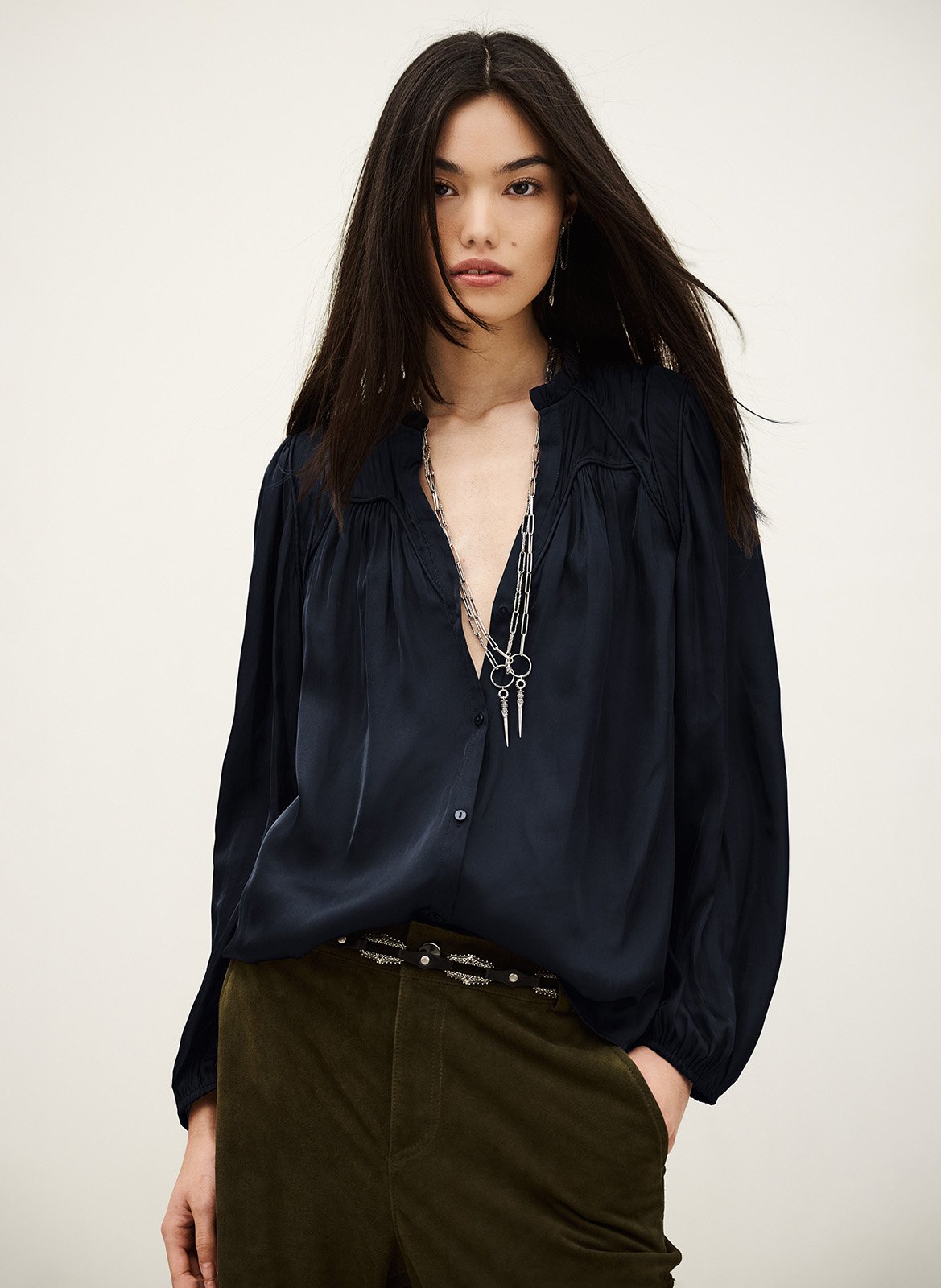 Chemise ample col v fluide cesira BA&SH Bleu