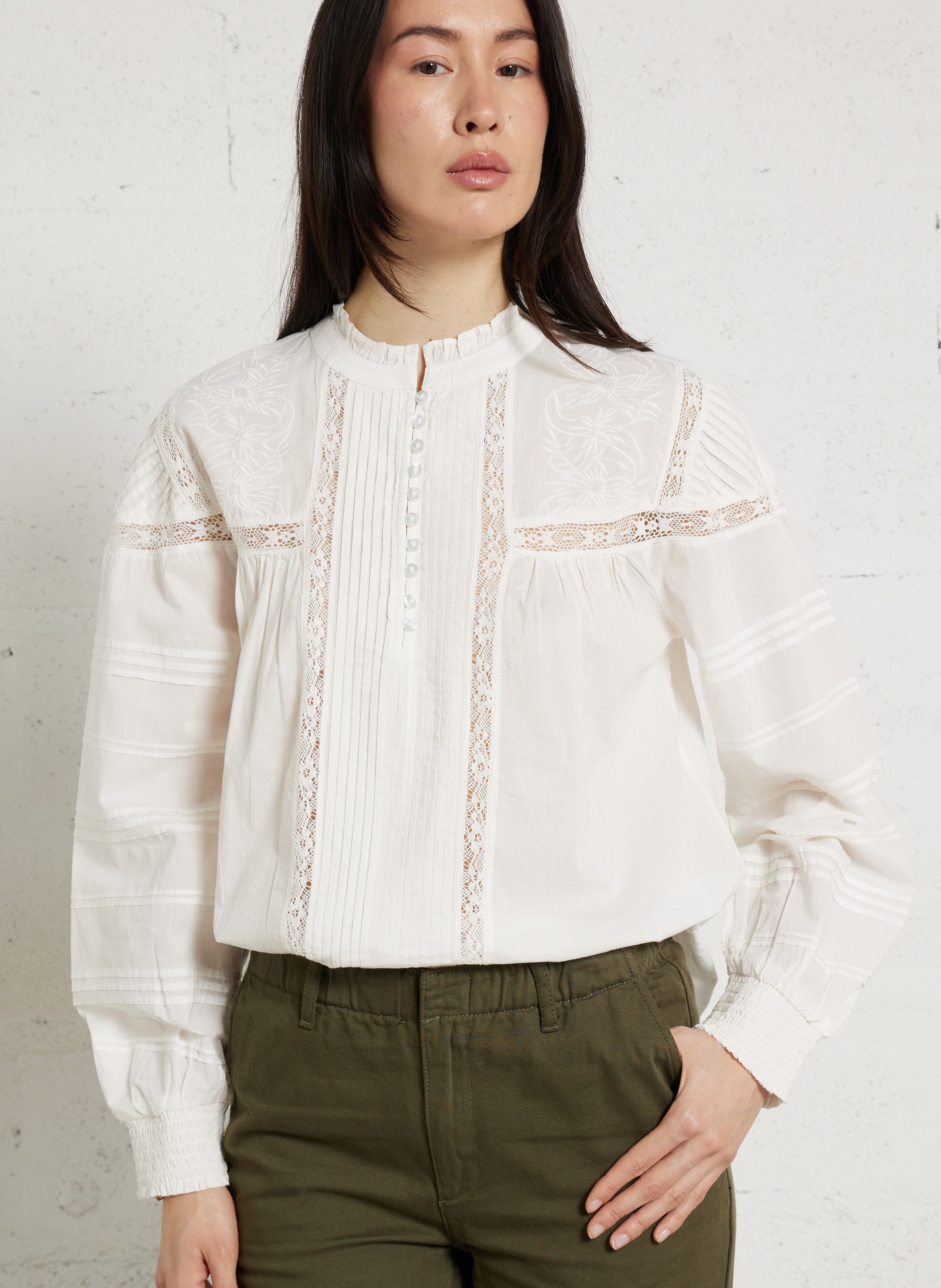 Blouse droite col rond en coton demma MAISON 123 Blanc
