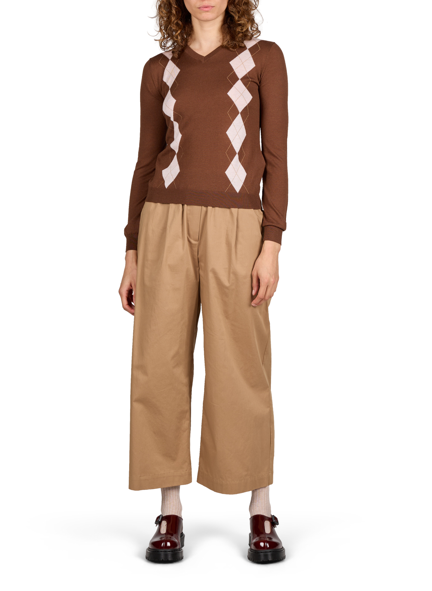 V-neck sweater in silk and virgin wool Multicolour