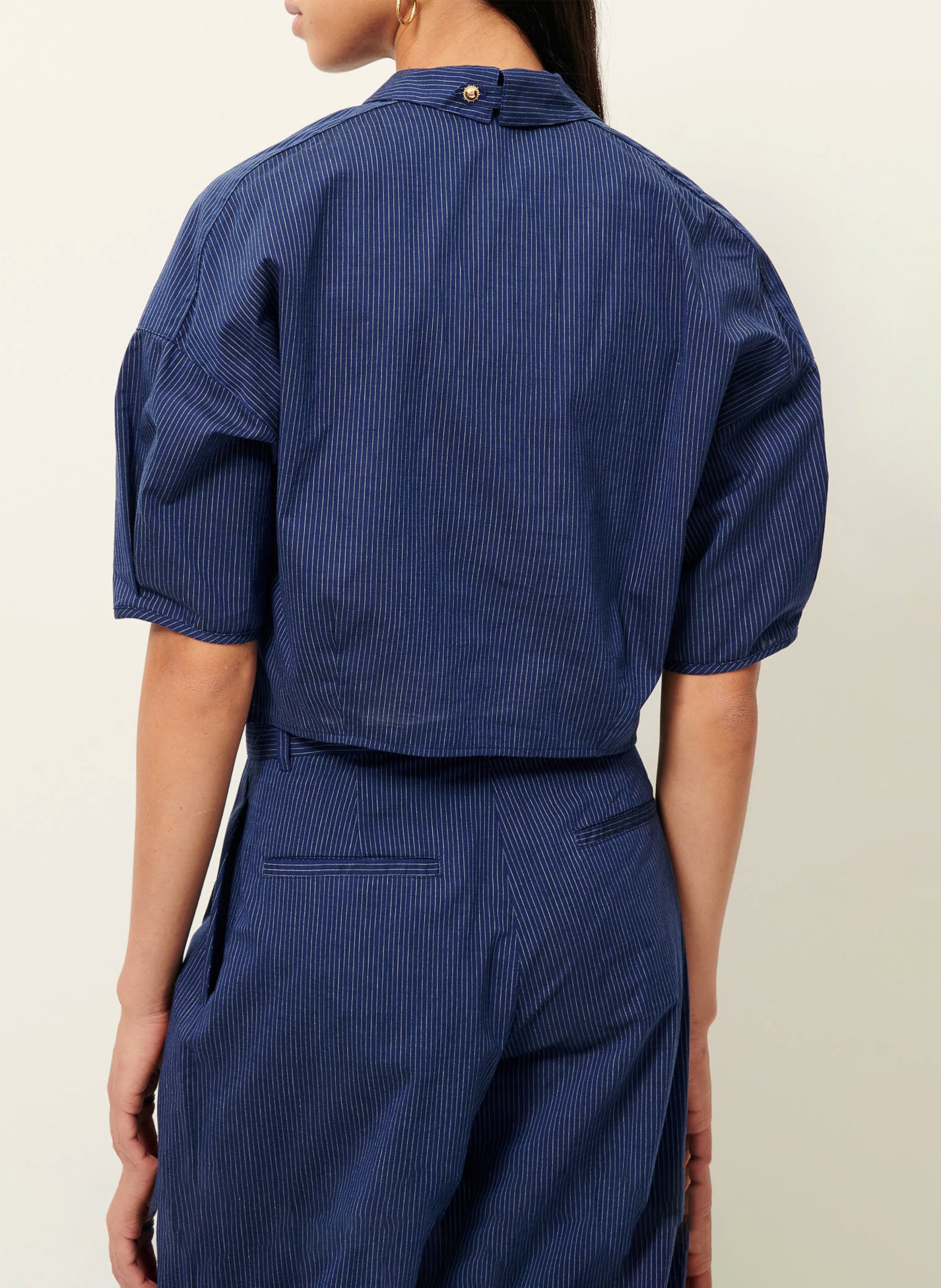 Blouse col polo en coton u shirt SESSUN Bleu