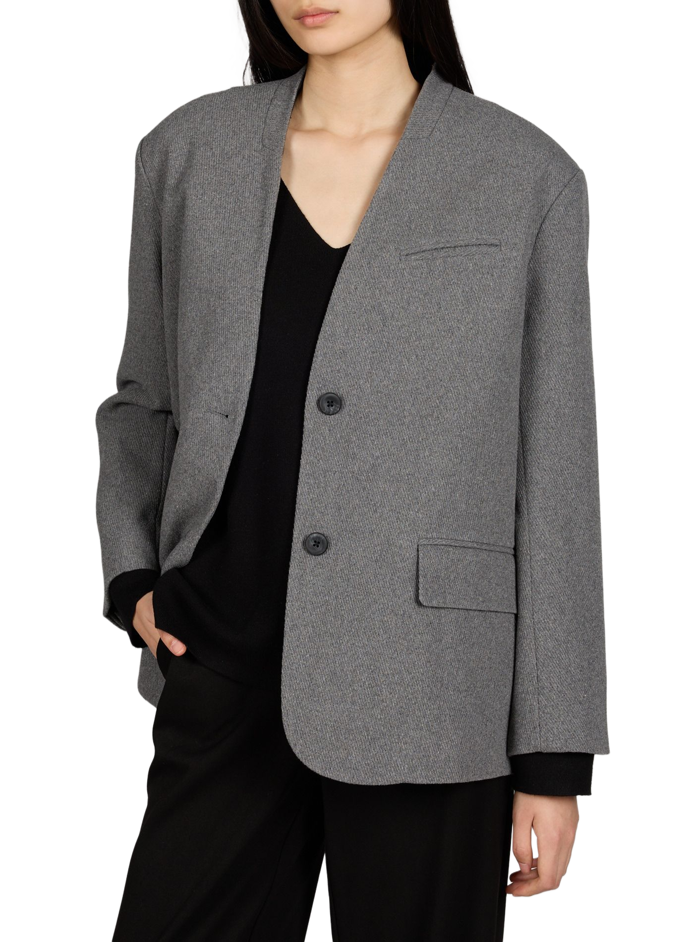 Tweed V-neck jacket OBJECT Grey