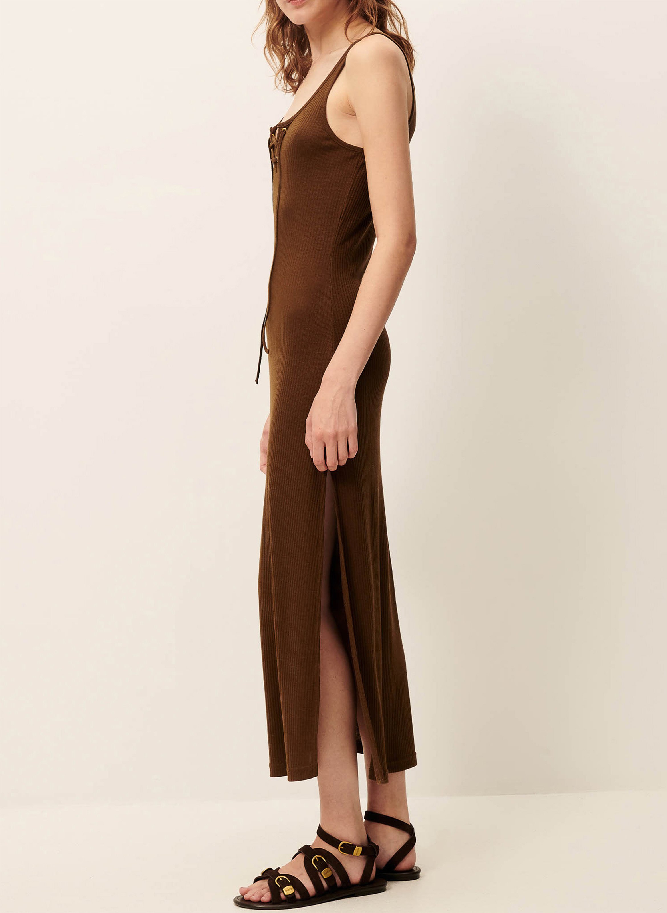 Robe longue en maille sueli SESSUN Marron