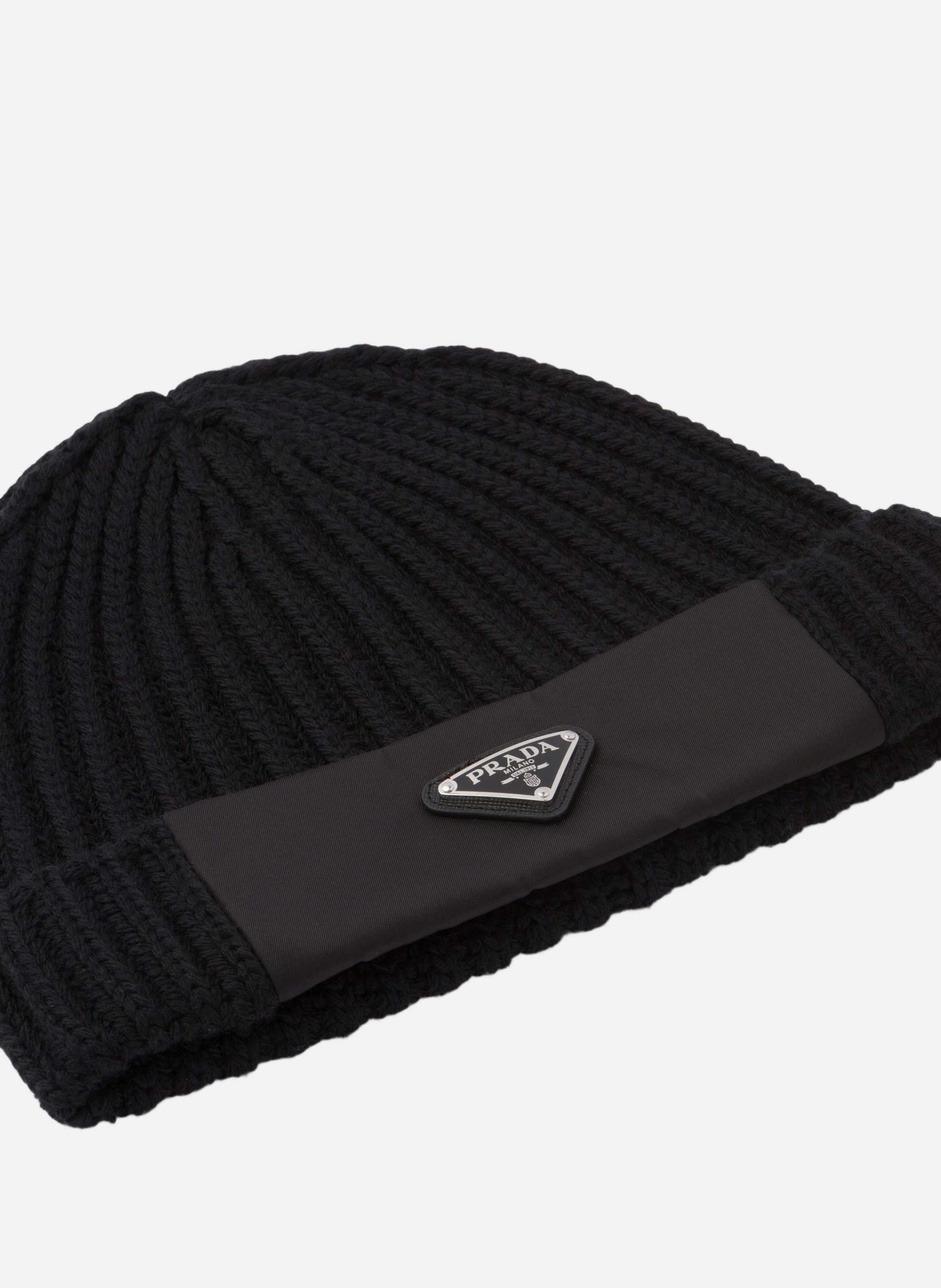 Bonnet en laine et re-nylon PRADA Noir
