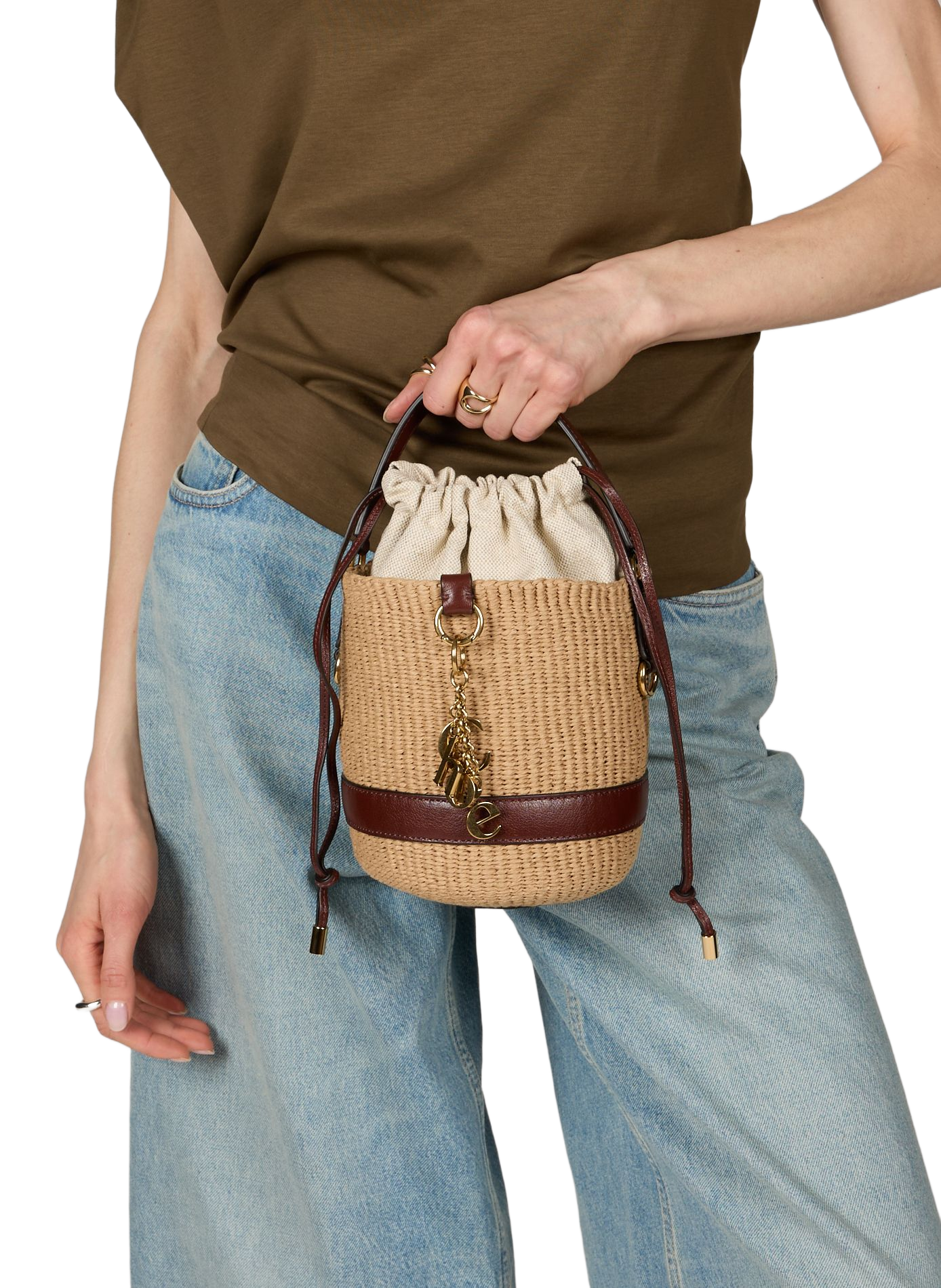 Chloé Charms raffia basket bag CHLOÉ White