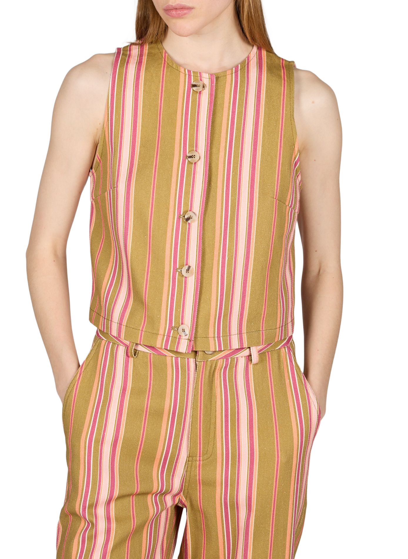 Sleeveless Striped Cotton Cloud Vest GARANCE Multicolour