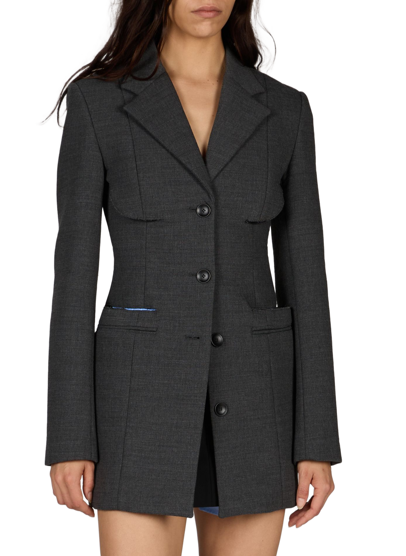 Mittel langer Tweed-Blazer ALEXANDER WANG Grau