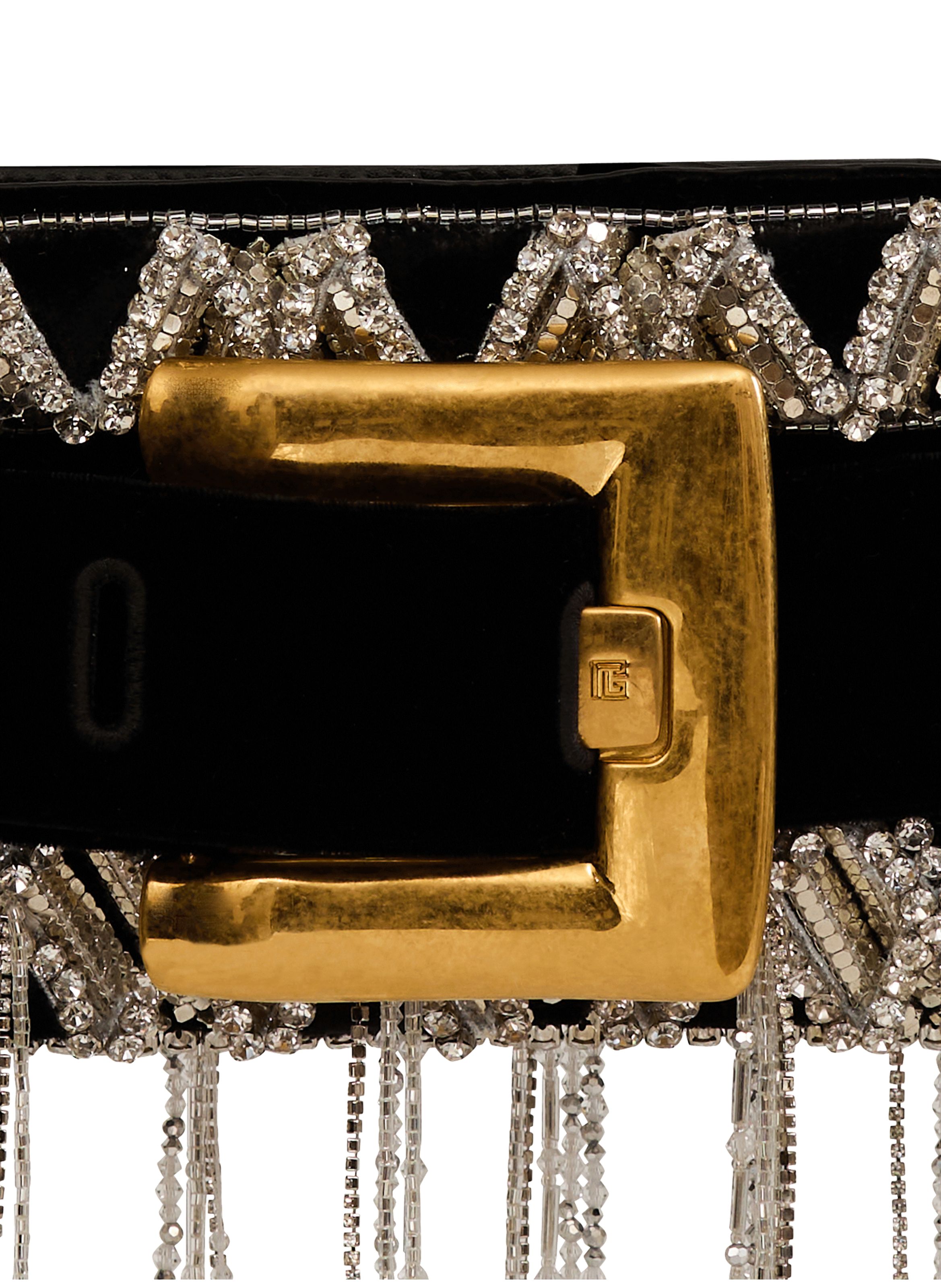 Pochette anthem en velours brodé BALMAIN Noir