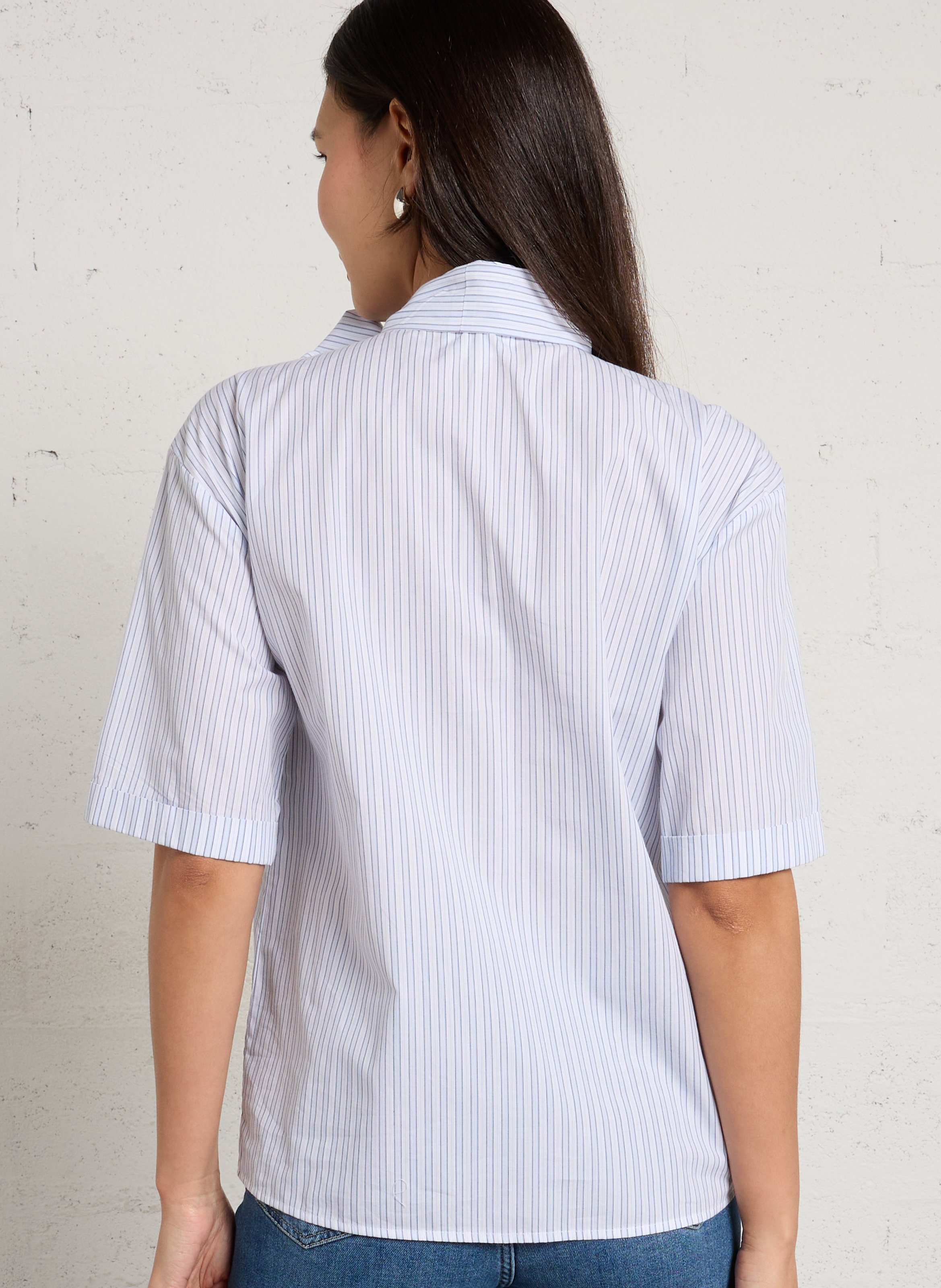 Chemisier droit en coton darine MAISON 123 Bleu