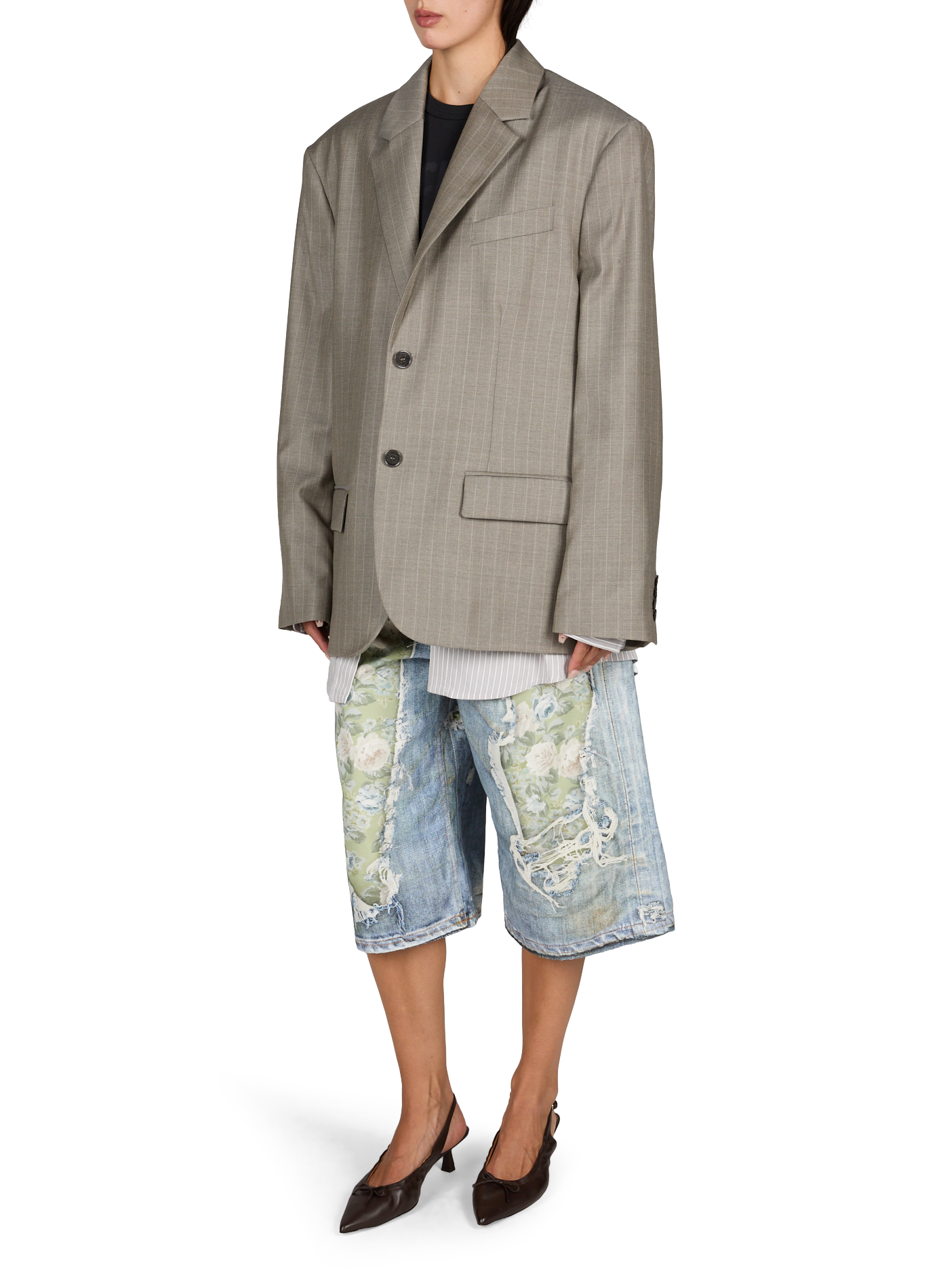 Blazer con fodera a camicia a righe in lana ACNE STUDIOS Blu