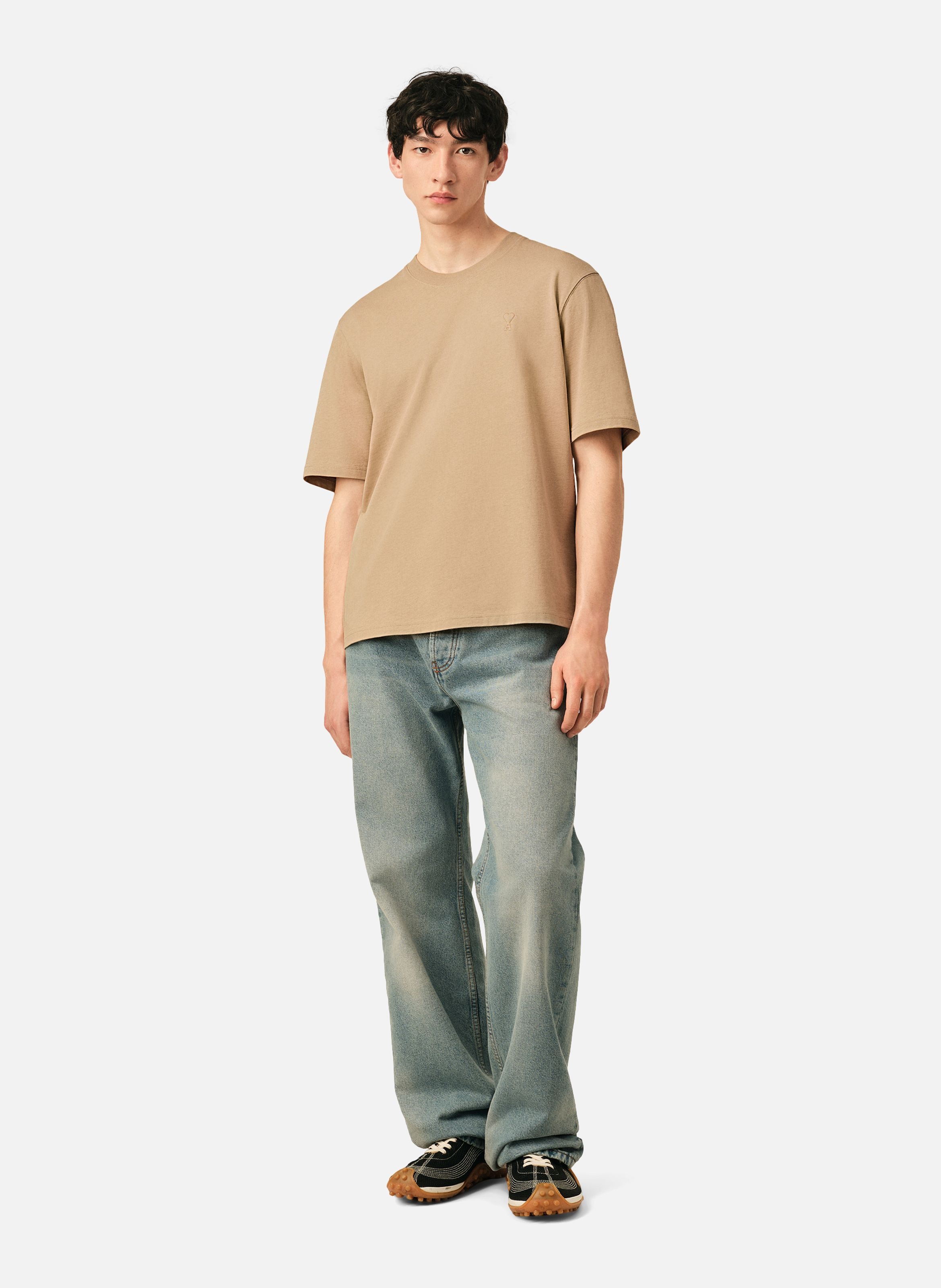 T-shirt unisexe en coton ami de coeur embossé AMI PARIS Beige