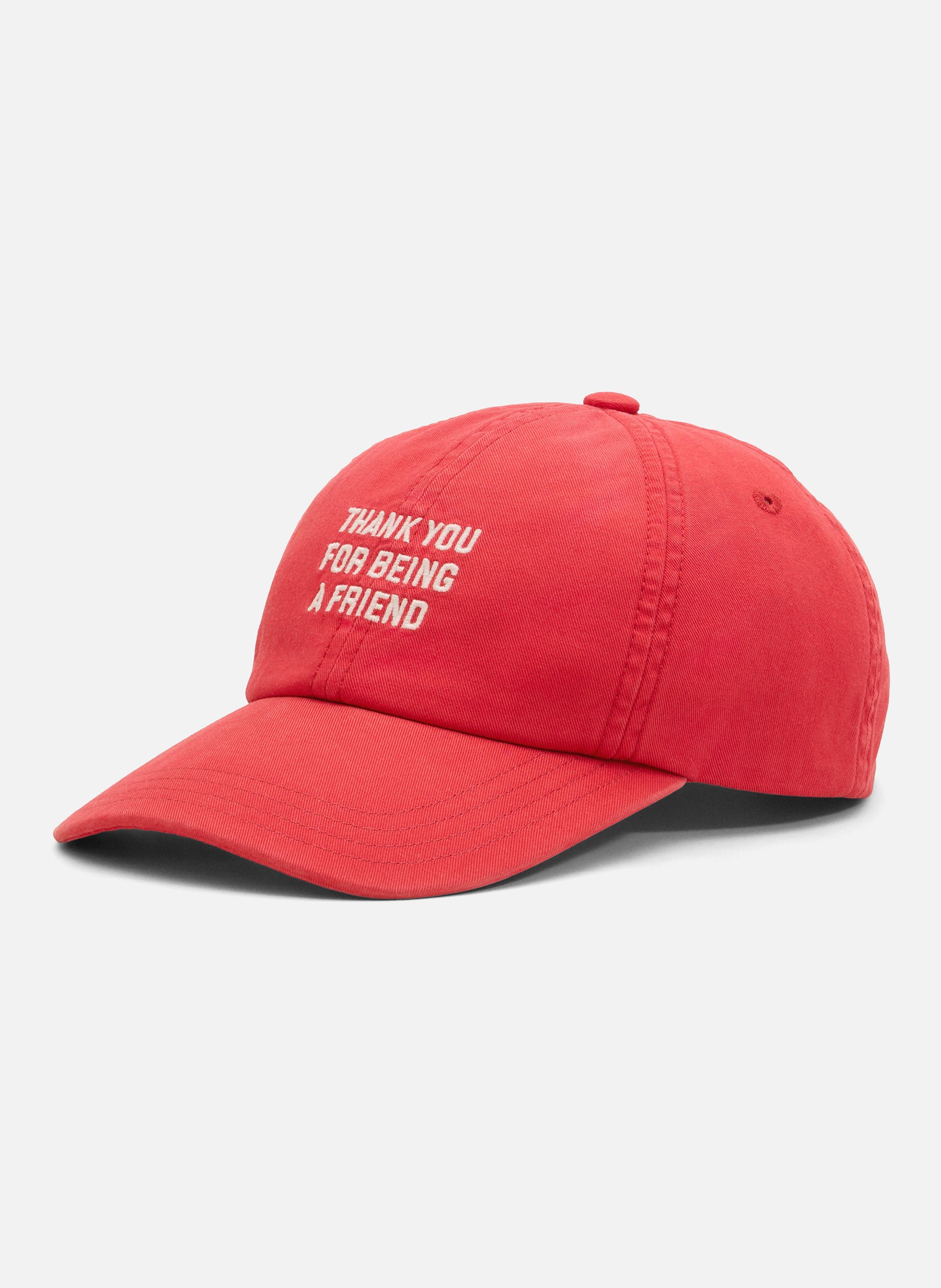 Casquette unisexe en coton "thank you for being a friend" AMI PARIS Rouge