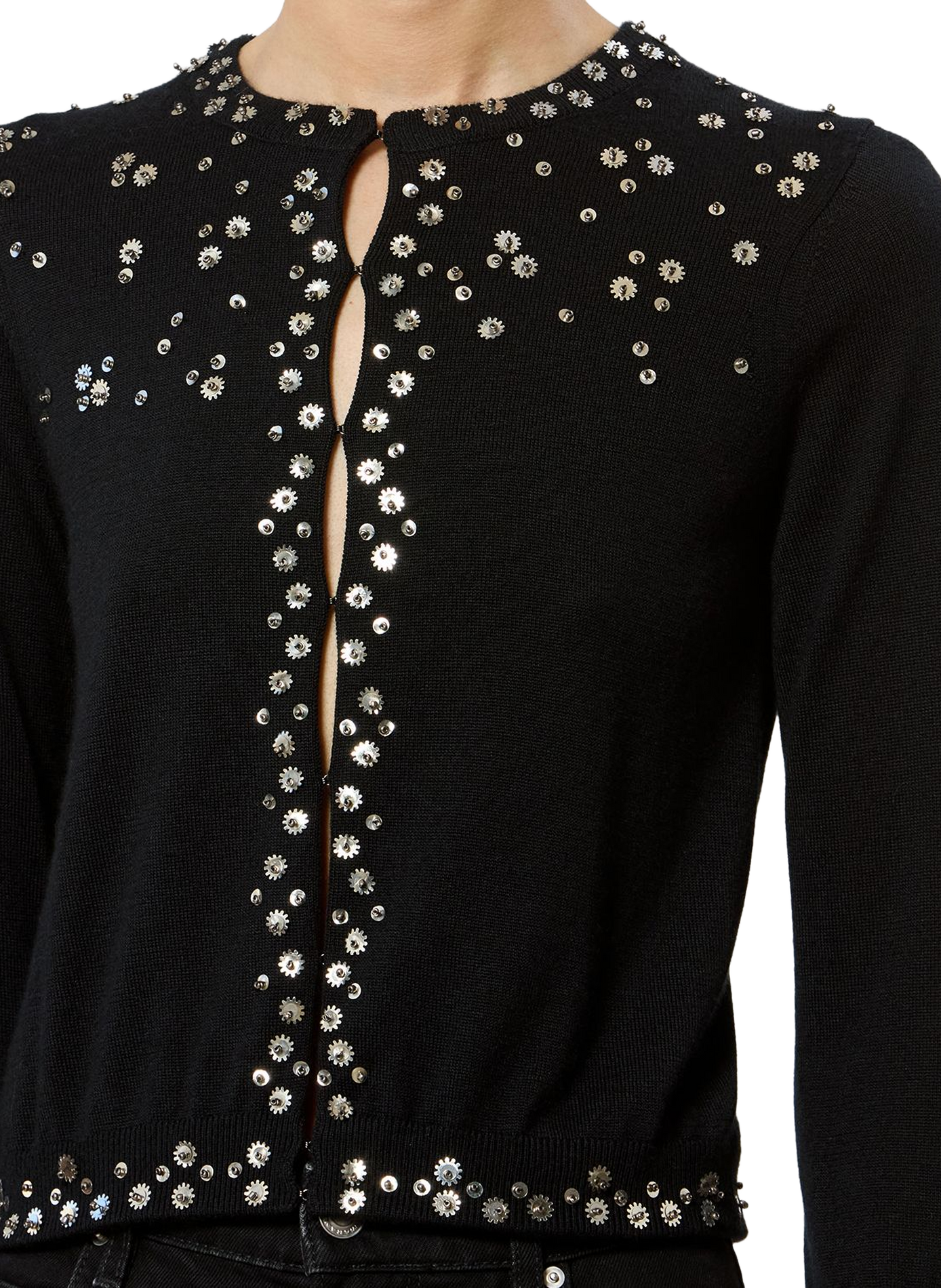 Cardigan Amaria mit Pailletten aus feiner Kaschmir- und Seidenstrickware ISABEL MARANT Schwarz