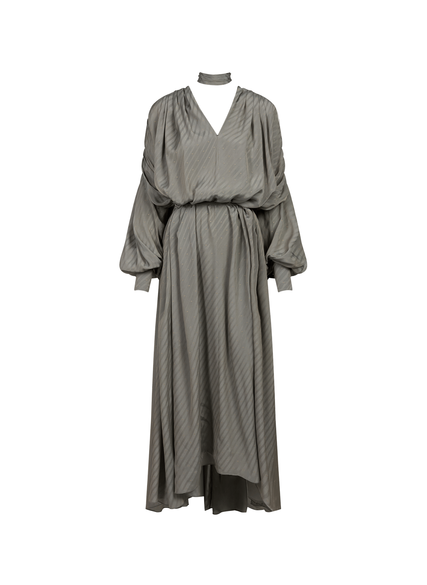 Loose fit V-neck dress with tie waist. CALVIN KLEIN COLLECTION Grey