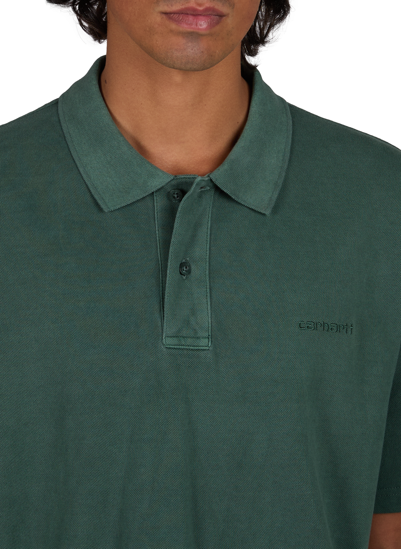 Straight Wayne polo with logo in cotton CARHARTT WIP Green
