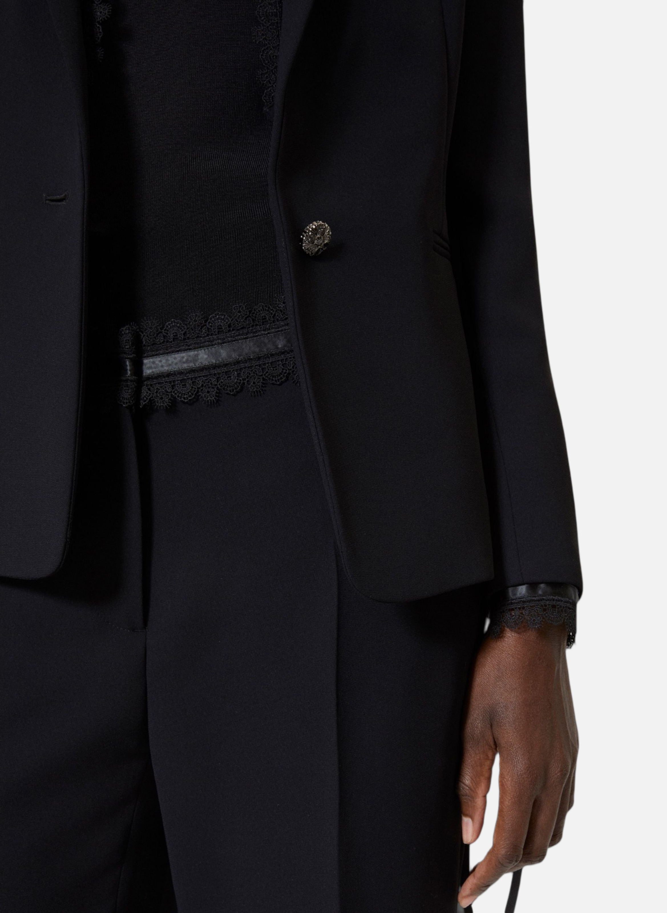 Veste tailleur avec bande dentelle THE KOOPLES Noir