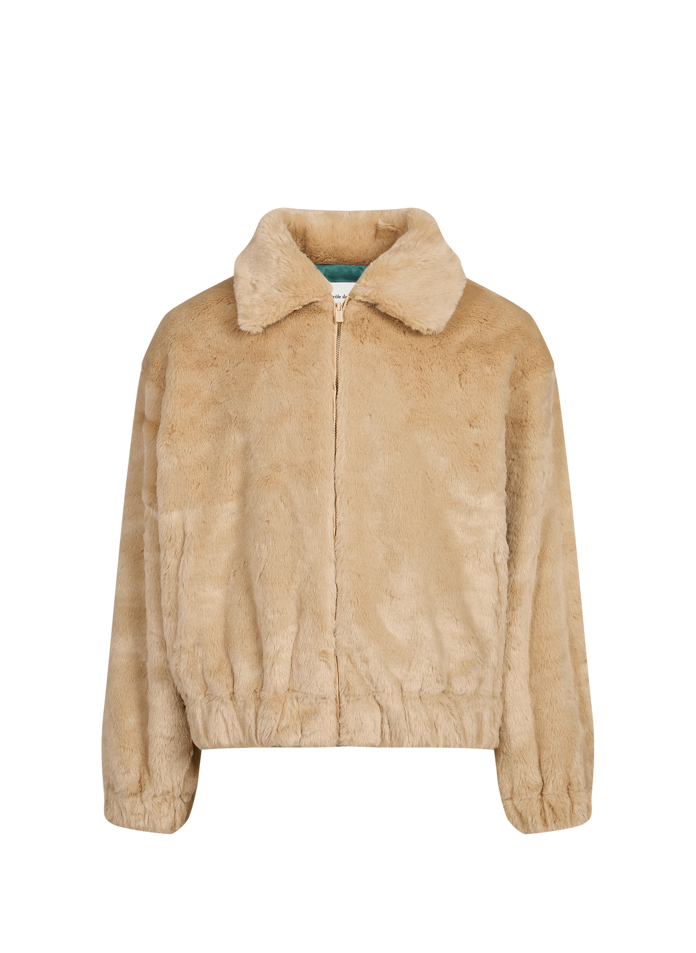 Rechte jas met klassieke kraag van synthetisch bont DROLE DE MONSIEUR Beige