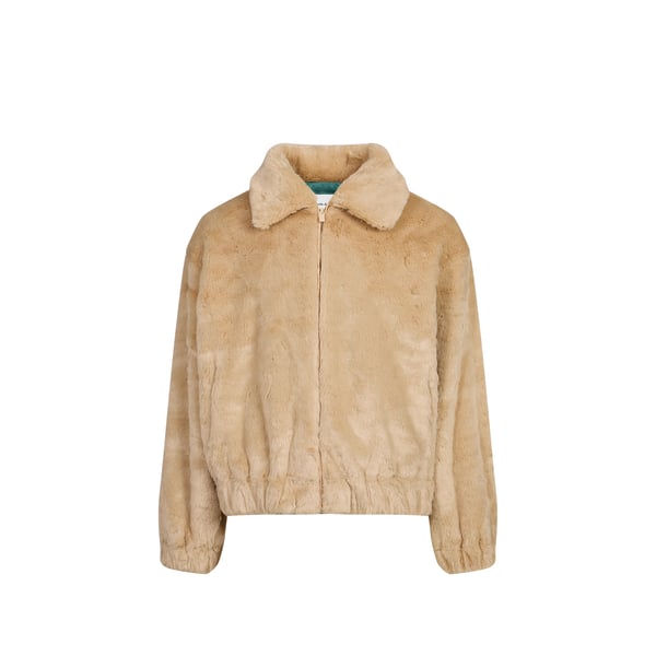 Manteau droit col classique en fourrure synthétique Manteau droit col classique en fourrure synthétique