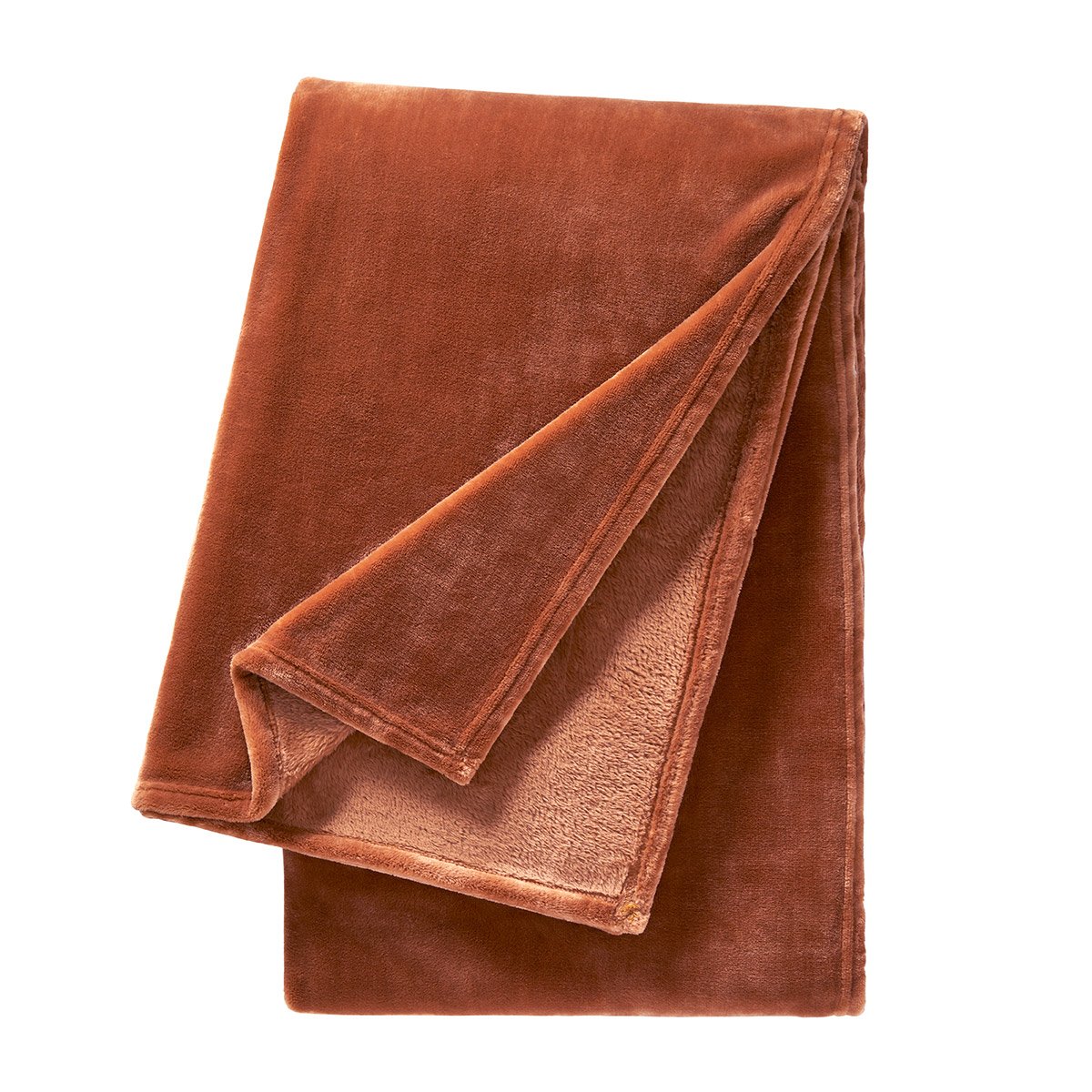 Plaid en polaire, castor DESFORGES Marron