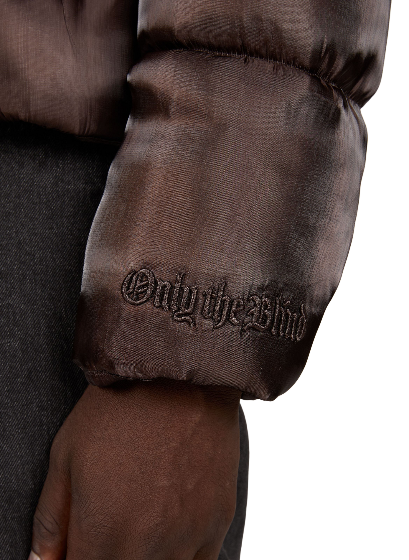 Puffer jacket with high collar uniform ONLY THE BLIND Brown