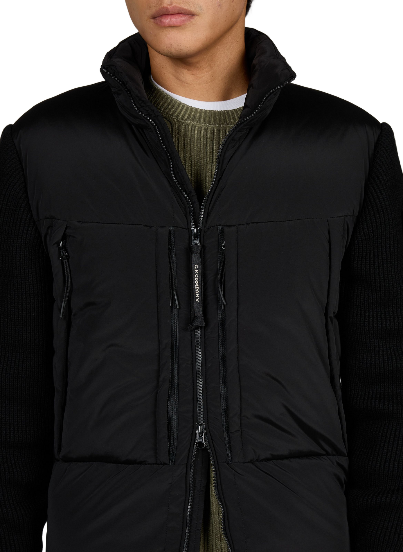 Bimateriaal jasje van merinowol CP COMPANY Zwart