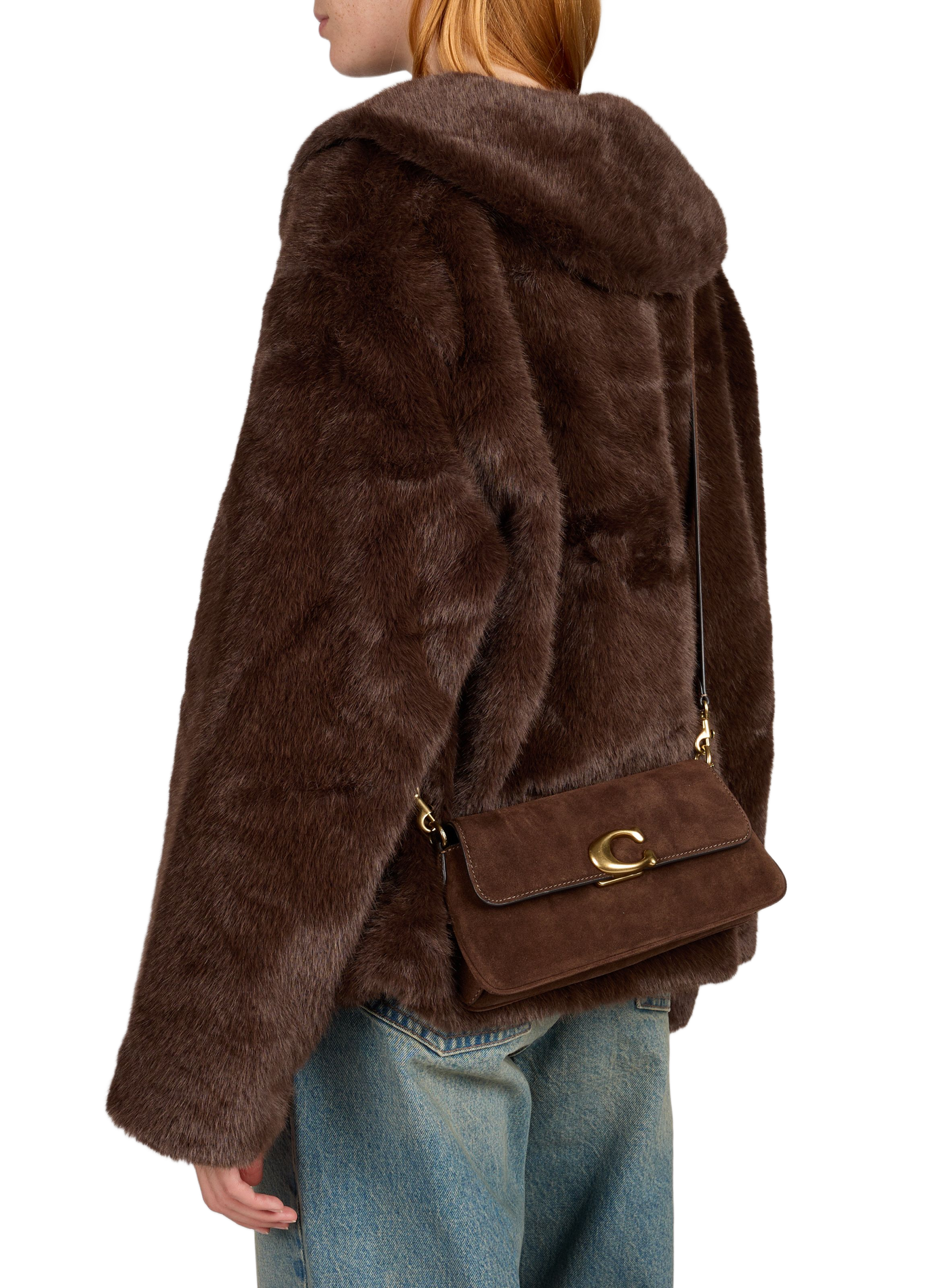 Sac porté épaule Jet en cuir daim COACH Marron