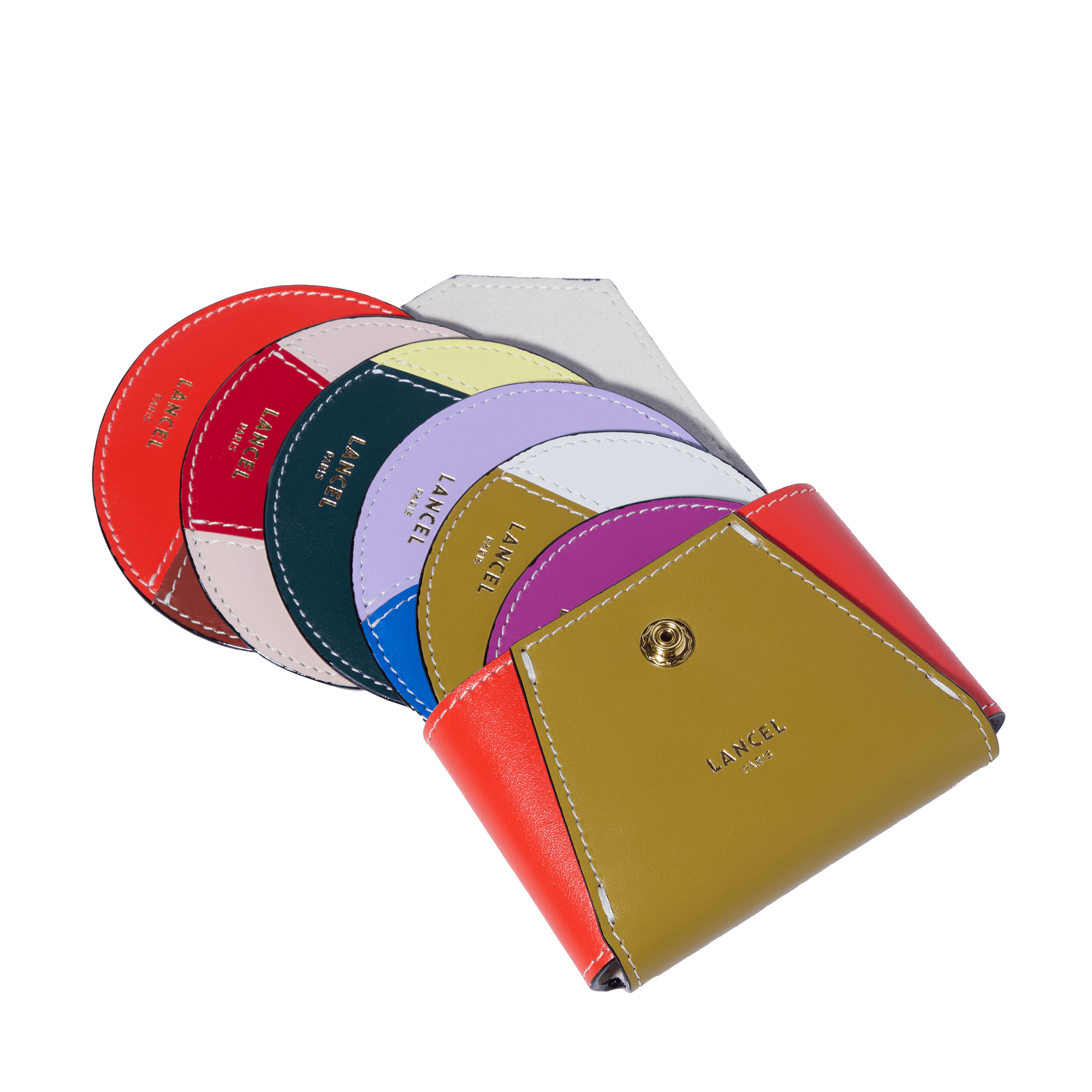 Set van 6 Lancel-onderzetters van leer, veelkleurig LANCEL Veelkleurig